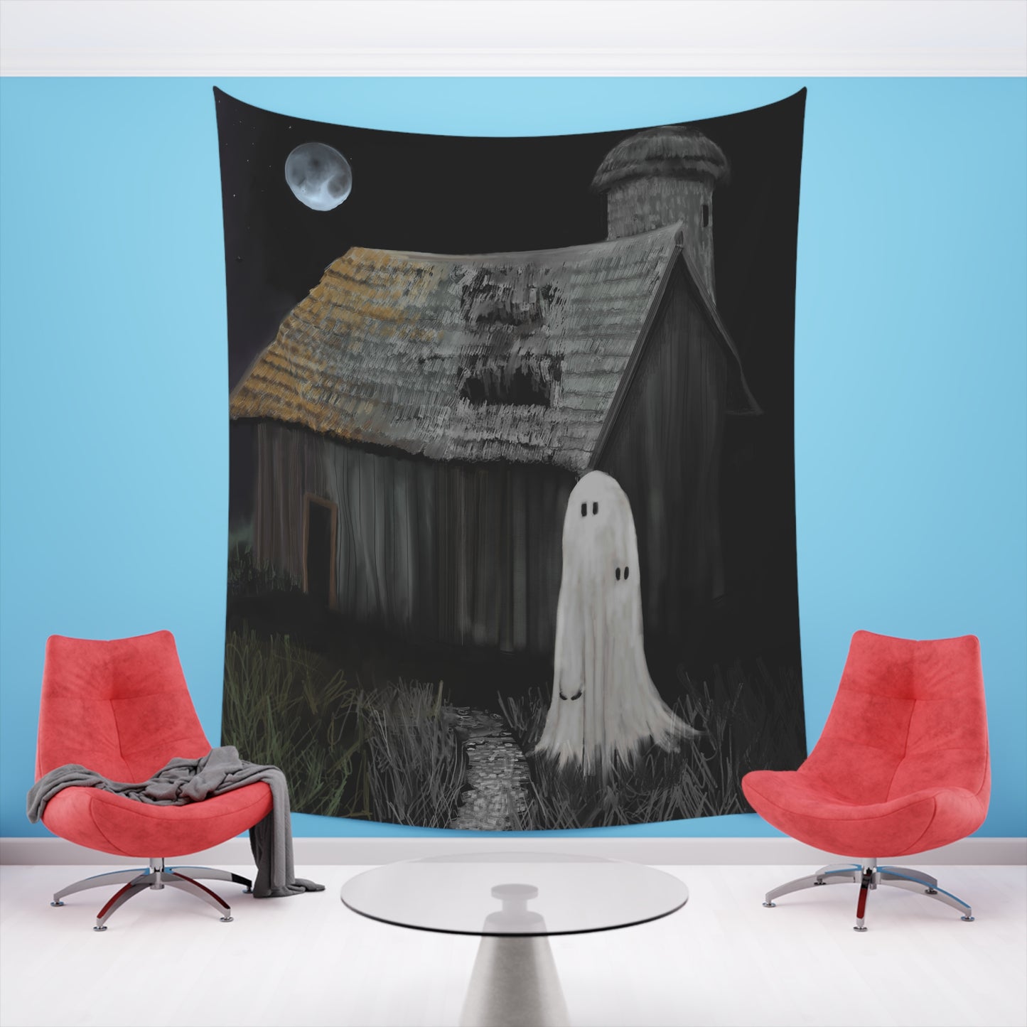 Haunted Barn Printed Wall Tapestry