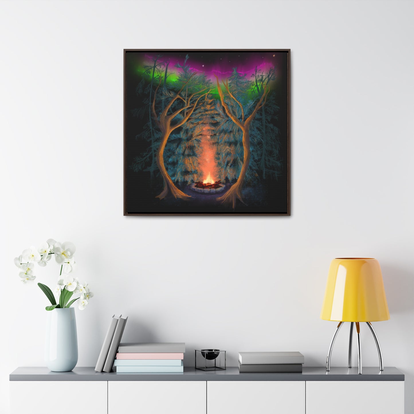 Northwoods Campfire Gallery Canvas Wrap framed