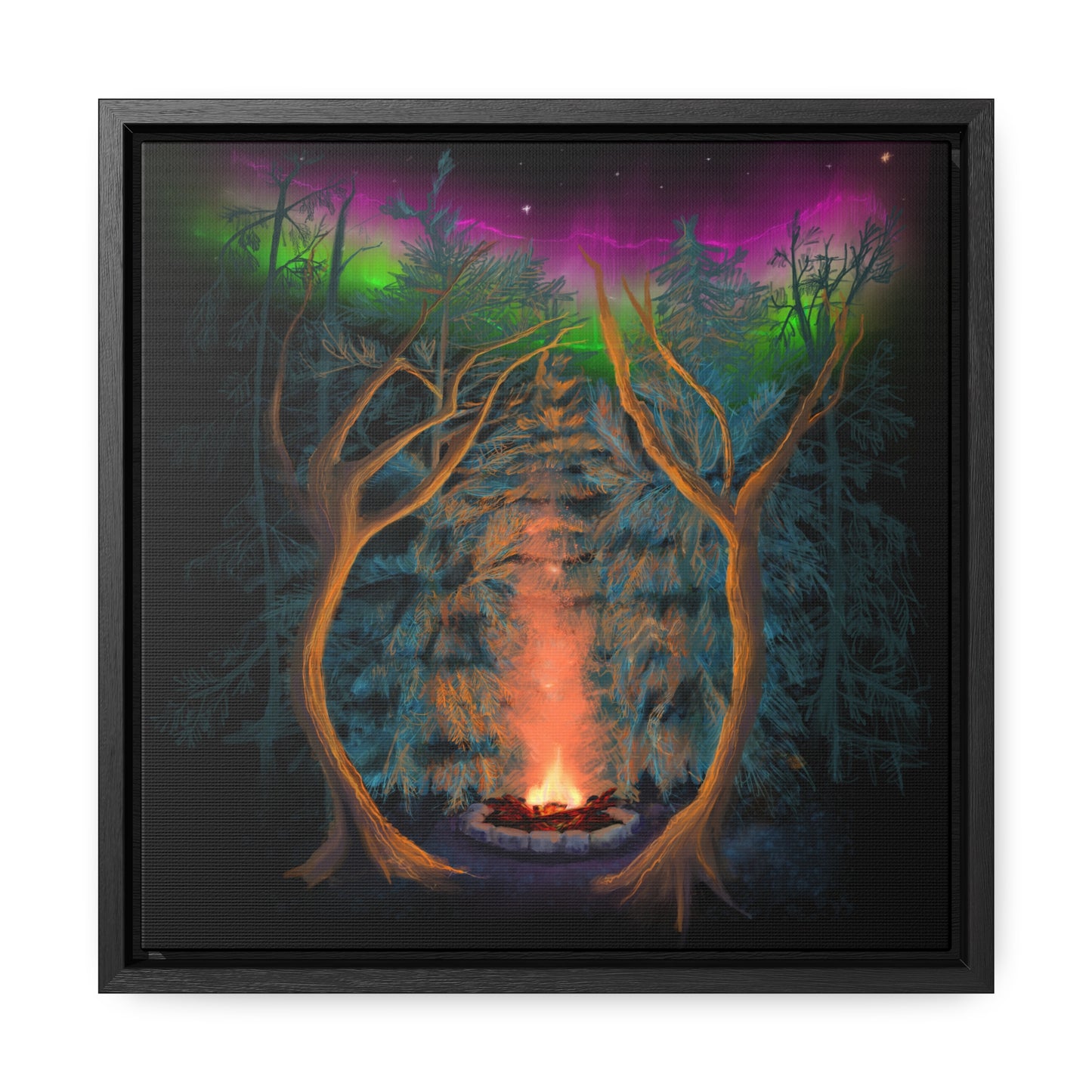 Northwoods Campfire Gallery Canvas Wrap framed