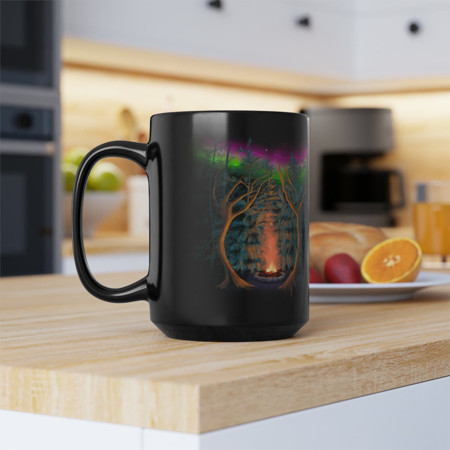 Northwoods Campfire Black Mug, 15oz
