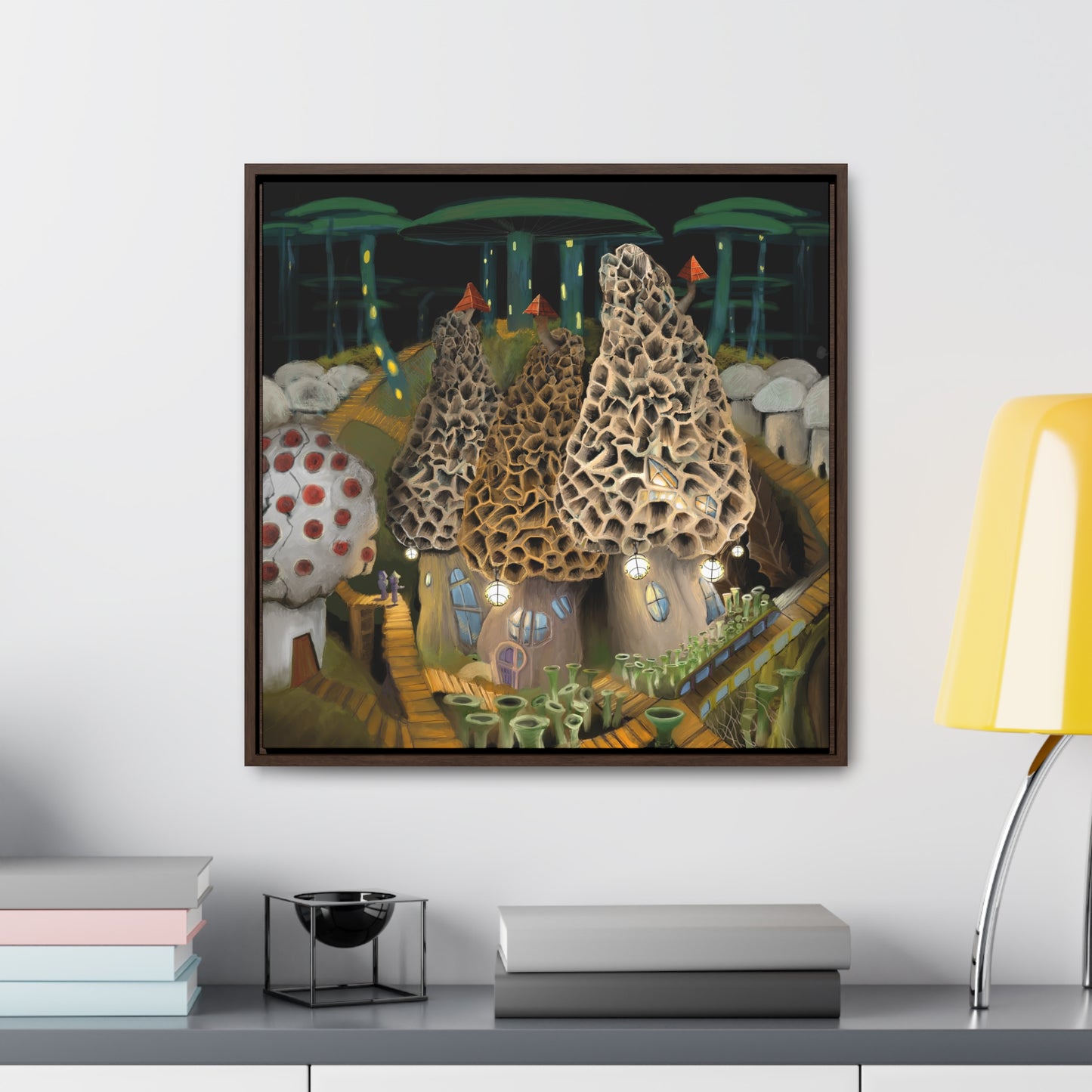 Mushroom City Outskirts Gallery Canvas Wrap, Square Frame