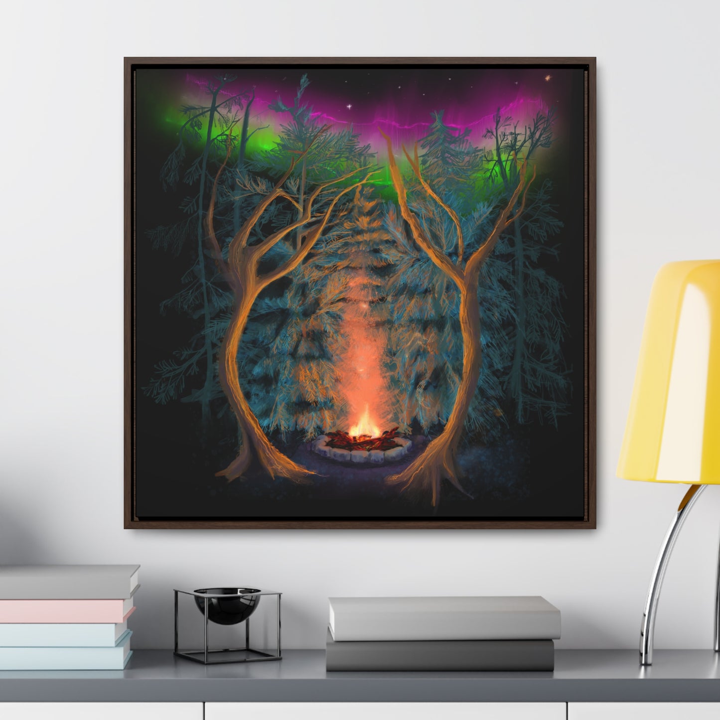 Northwoods Campfire Gallery Canvas Wrap framed