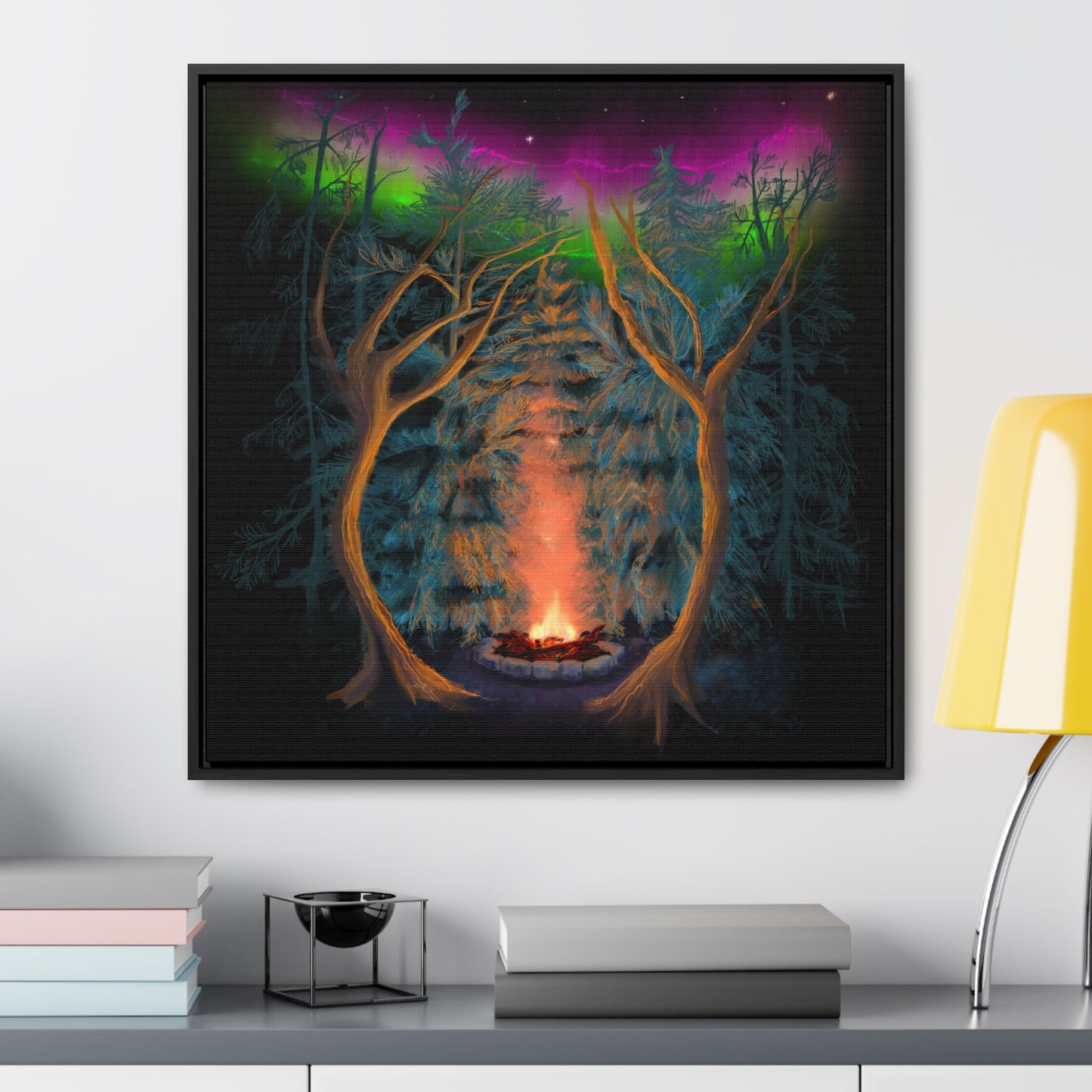 Northwoods Campfire Gallery Canvas Wrap framed