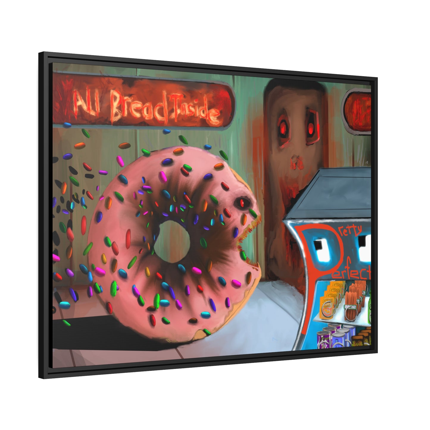Baaad Donut! Matte Canvas, Black Frame