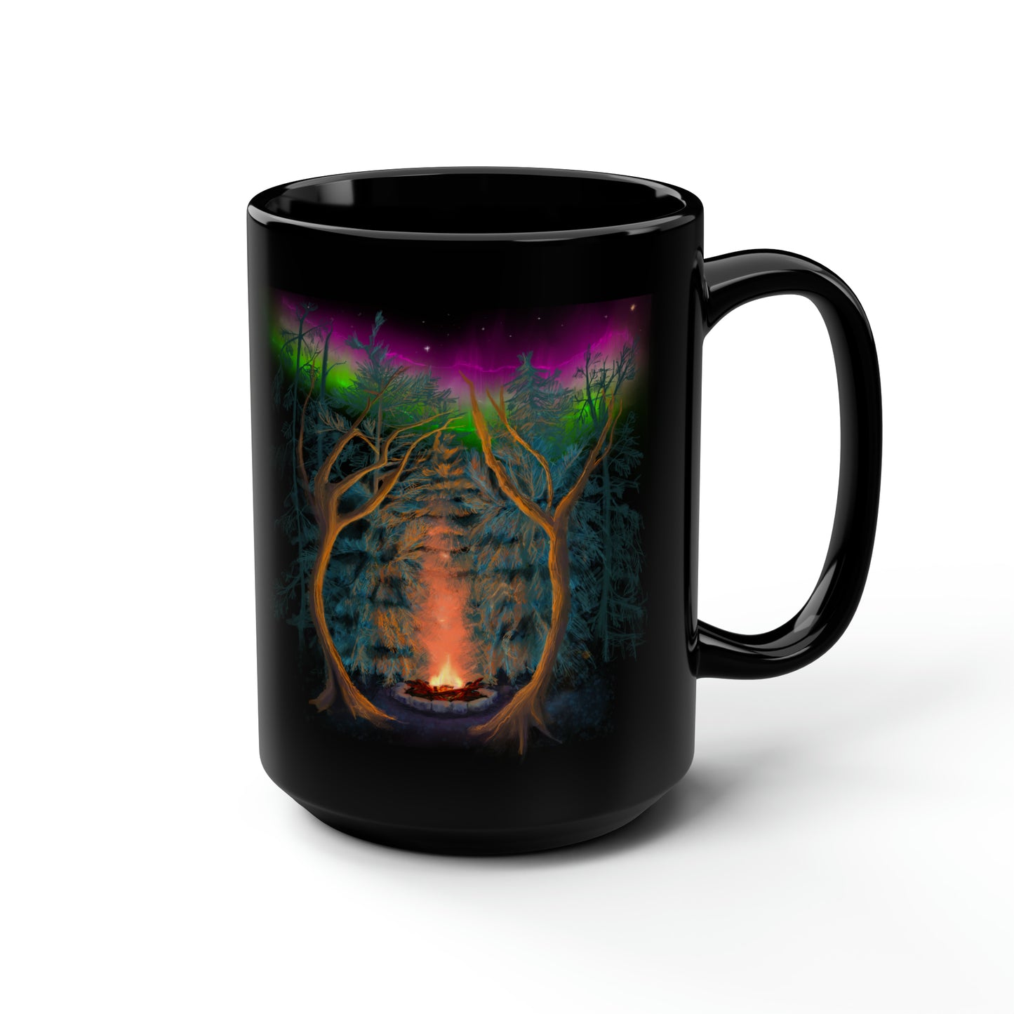 Northwoods Campfire Black Mug, 15oz