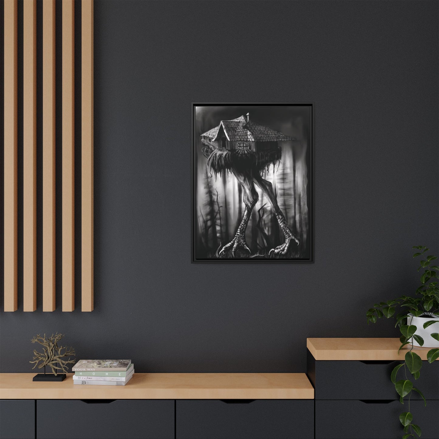 Baba Yagas Cabin Matte Canvas, Framed
