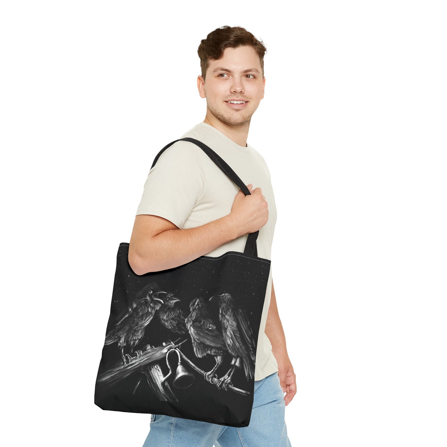 Ravens Muse at the Stars Tote Bag