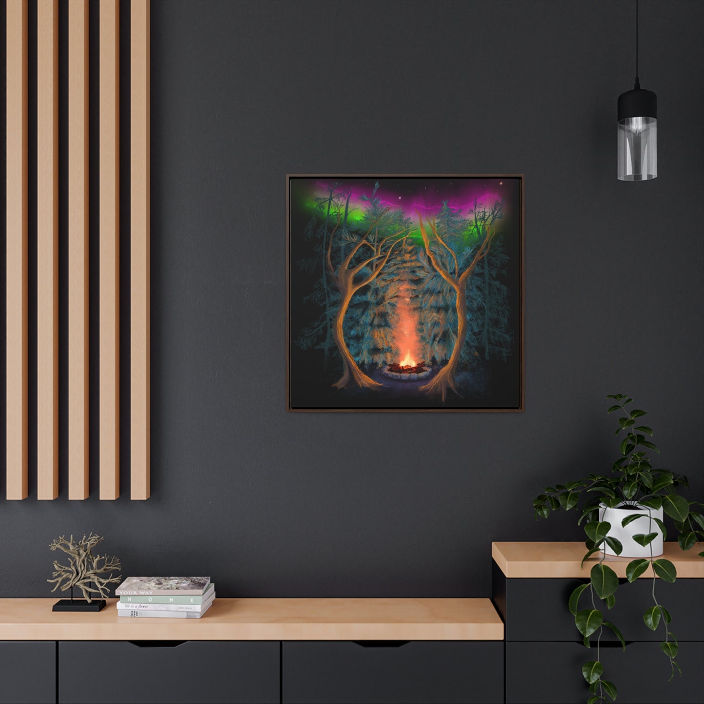 Northwoods Campfire Gallery Canvas Wrap framed