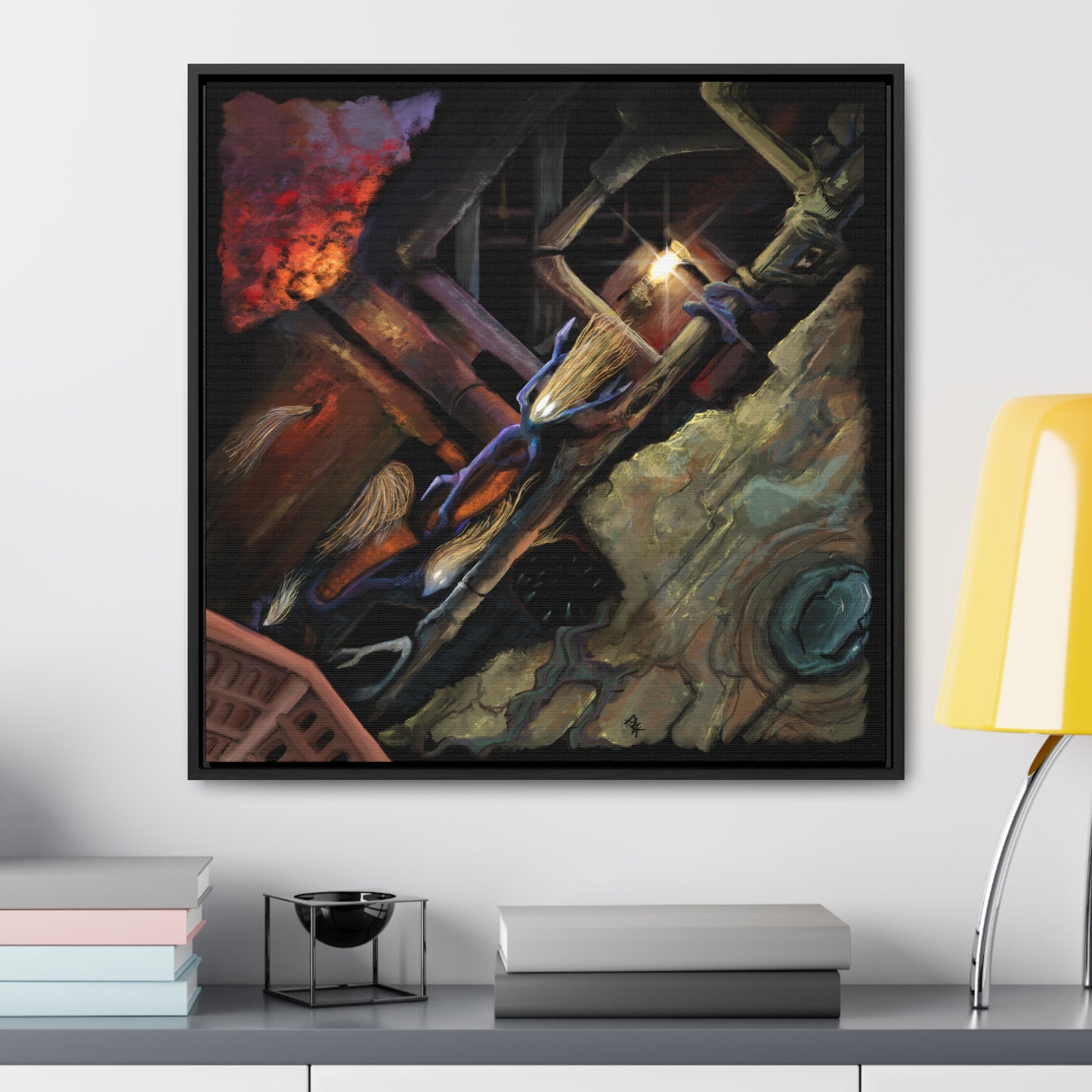 What Dwells in the Pipes Gallery Canvas Wrap in Square Frame