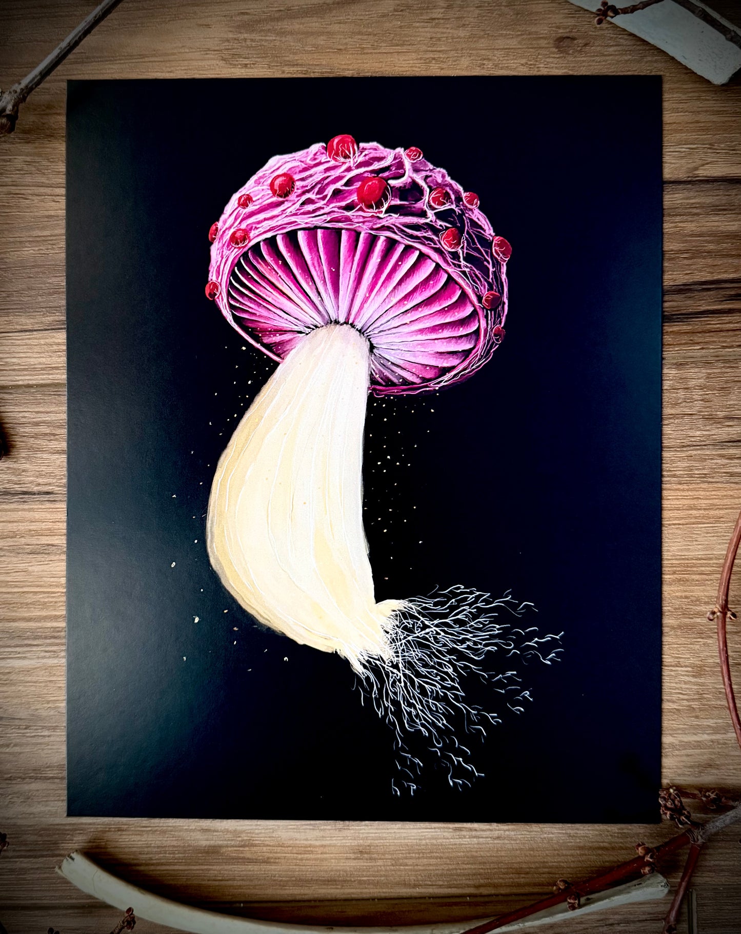 Mushroom With Spores Art Print