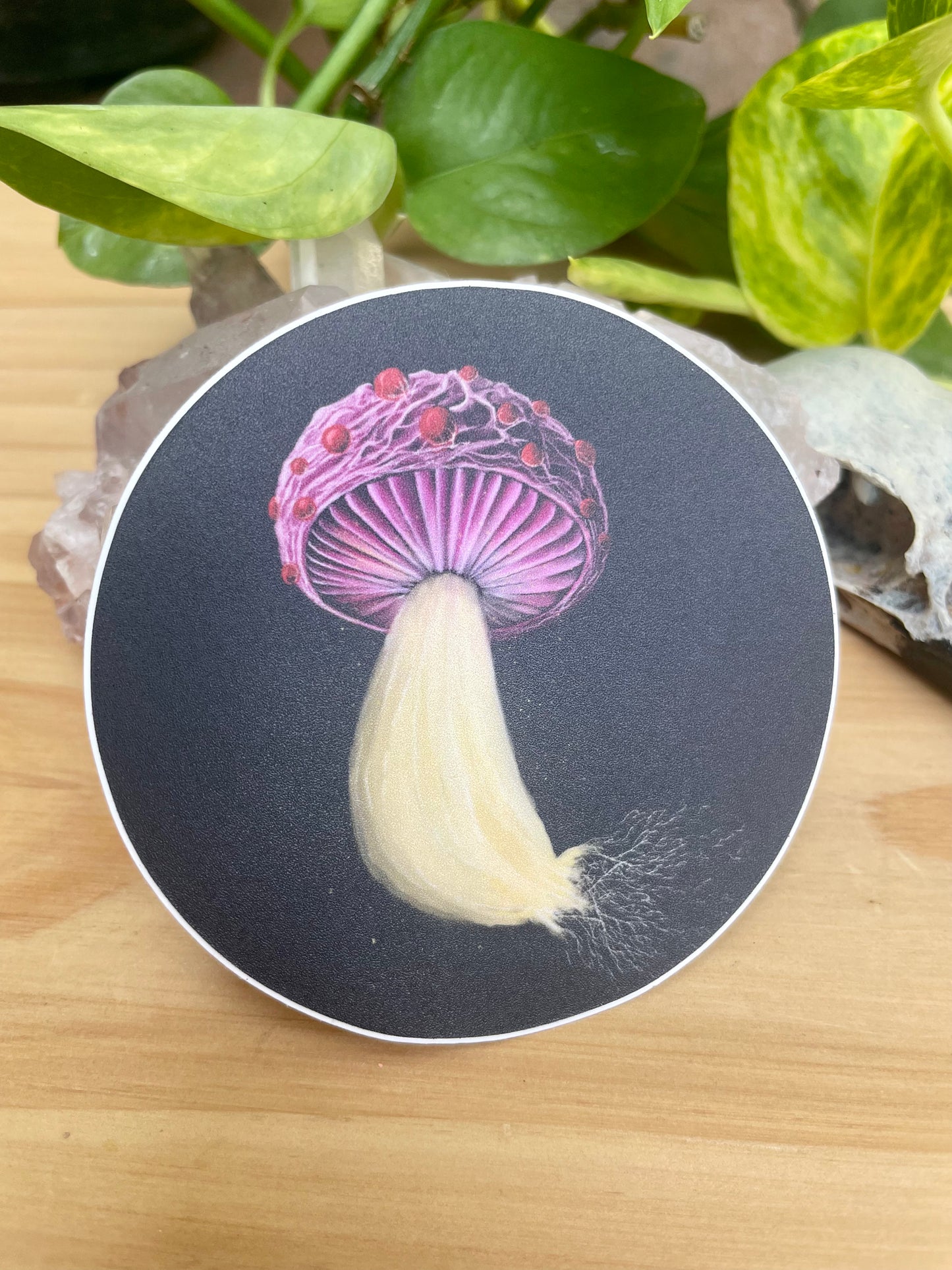 Mushroom with Spores Vinyl Sticker