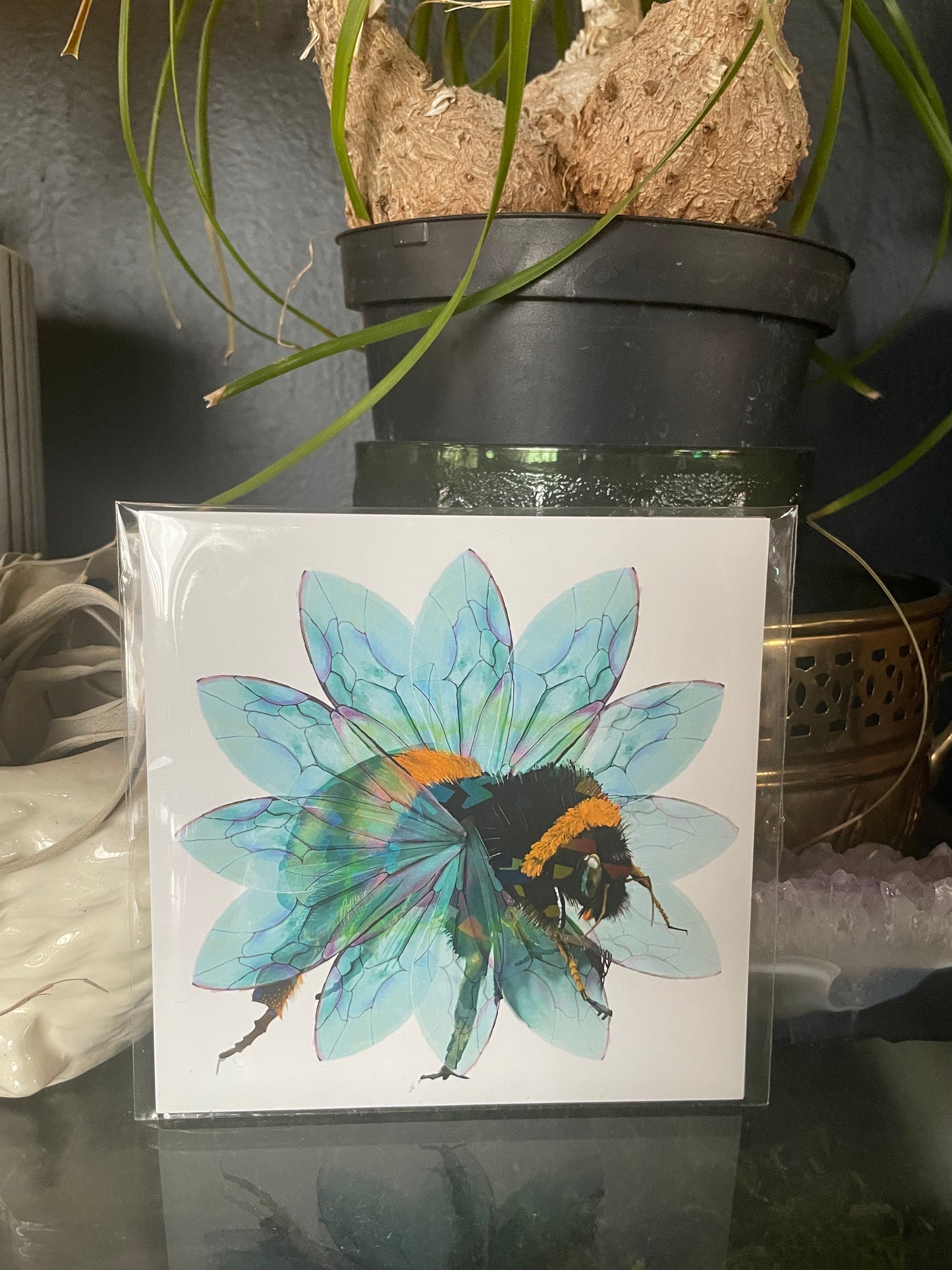 Bee in the Flower Holographic Art Print