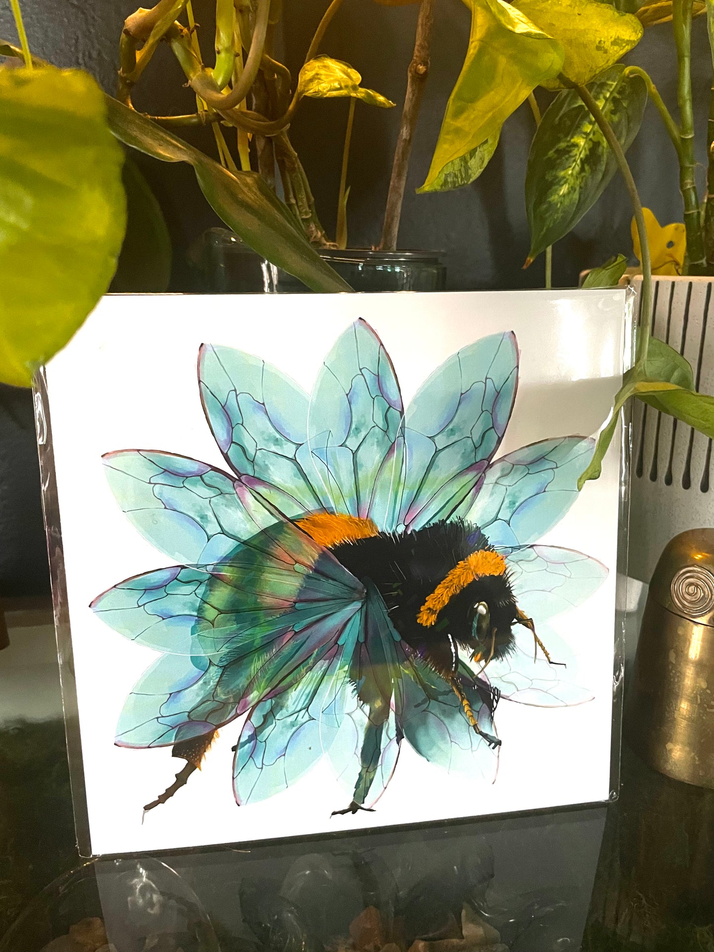 Bee in the Flower Holographic Art Print