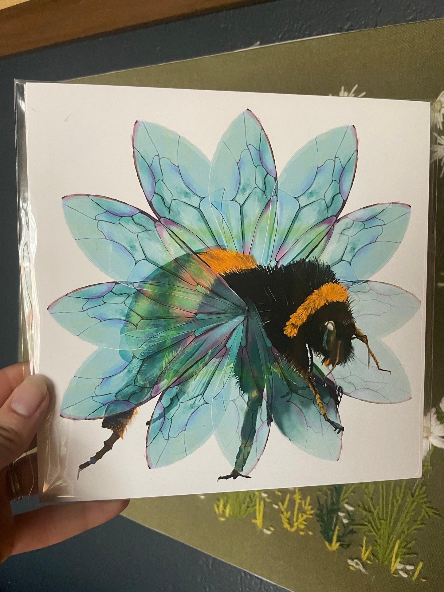 Bee in the Flower Holographic Art Print