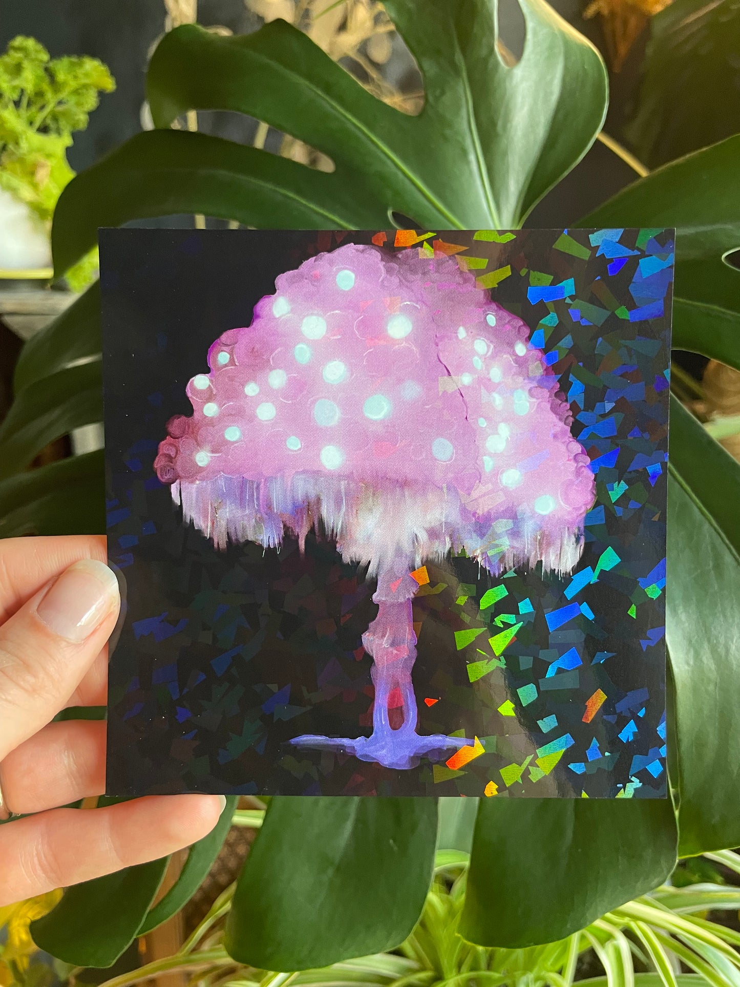 5x5 Holographic Ghost Fungi Mushroom Prints