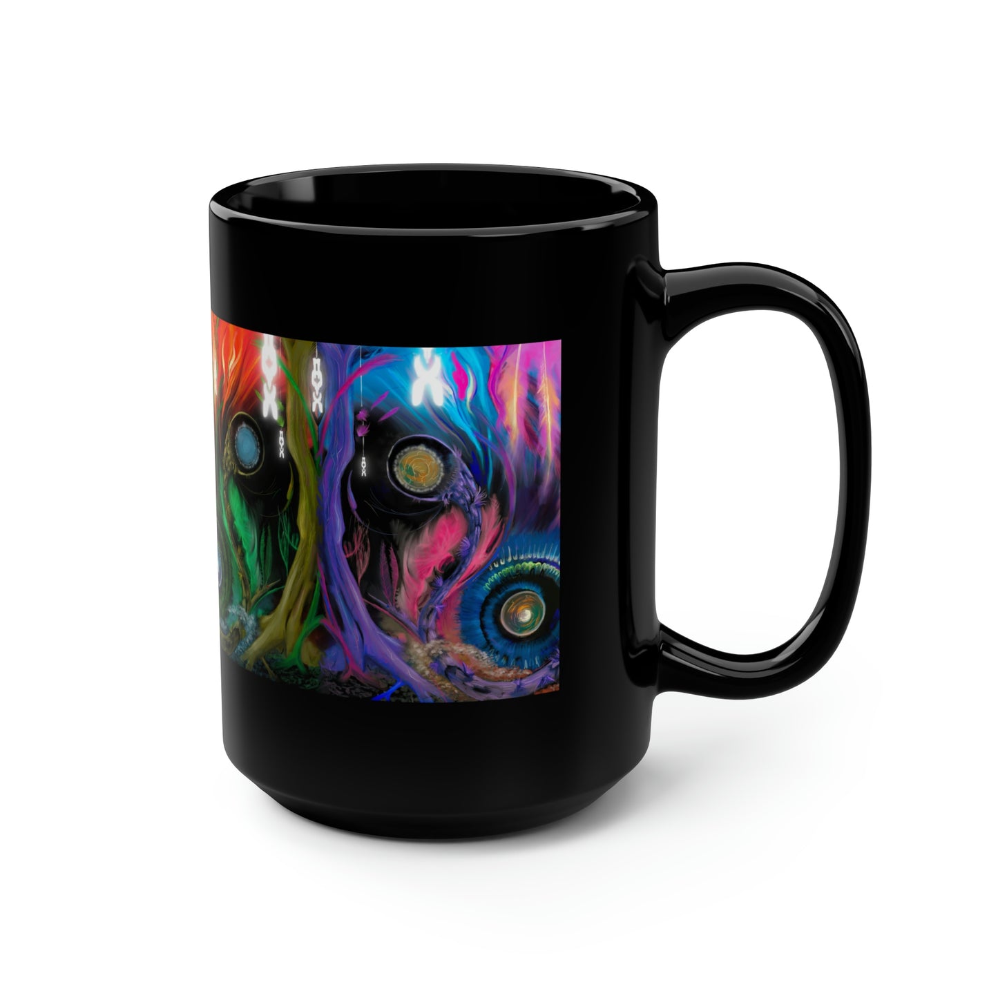 Deep In The Forest of Illusions Black Mug, 15oz