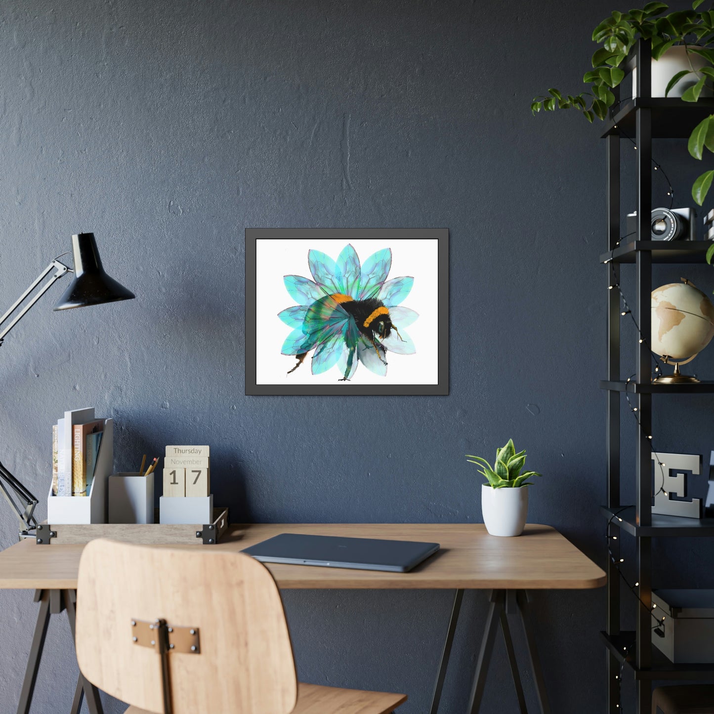 Bee in the Flower Framed Paper Poster