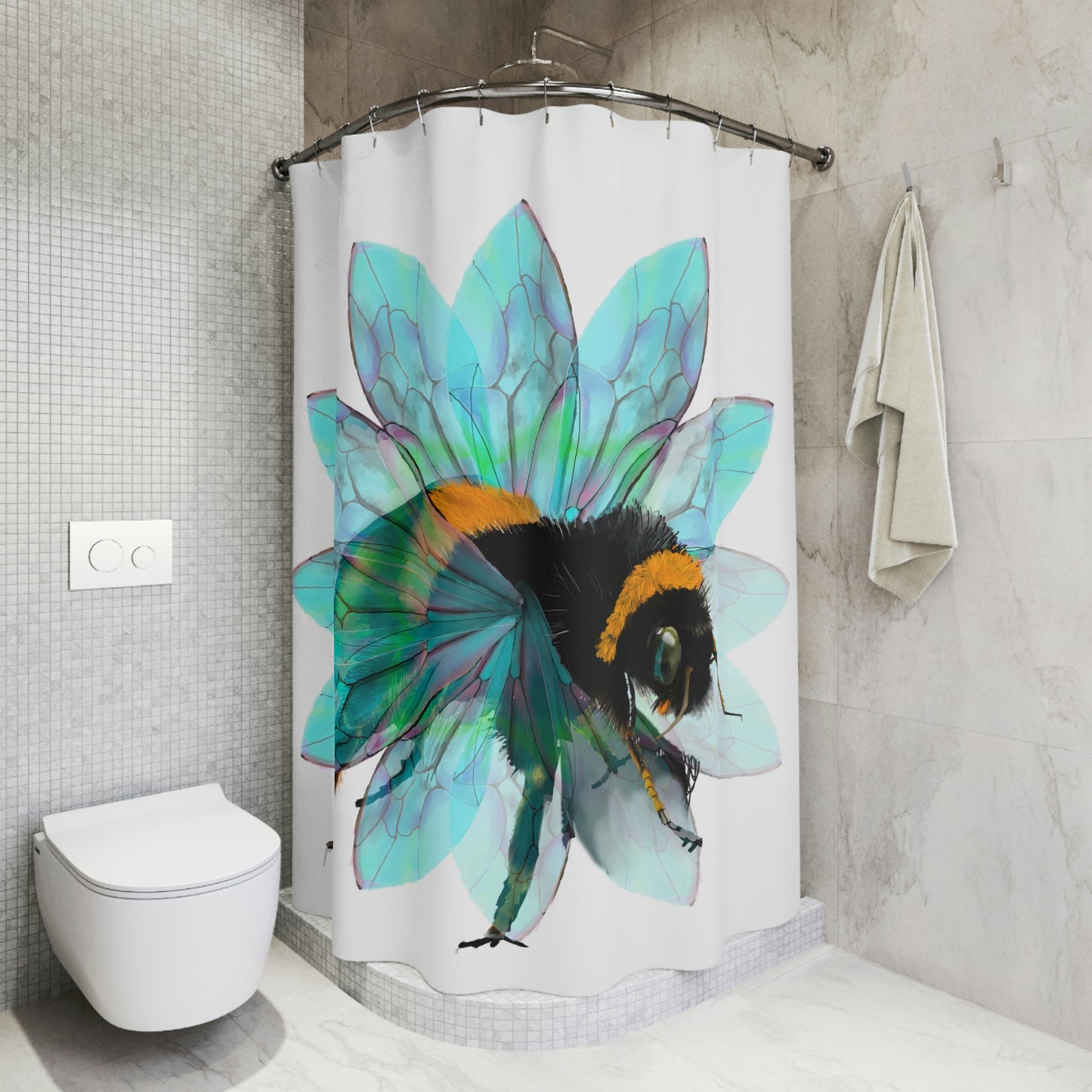 Bee in the Flower Polyester Shower Curtain