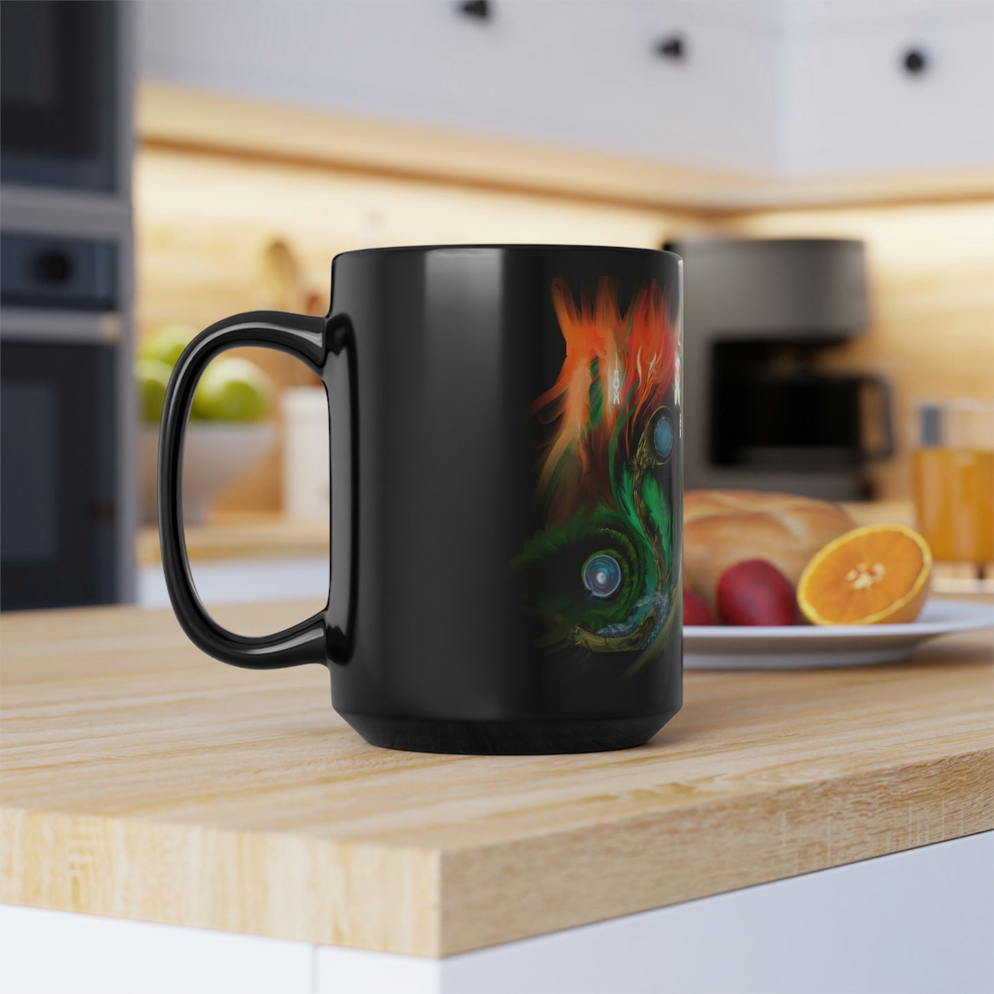 Deep In the Forest of Illusions Black Mug, 15oz