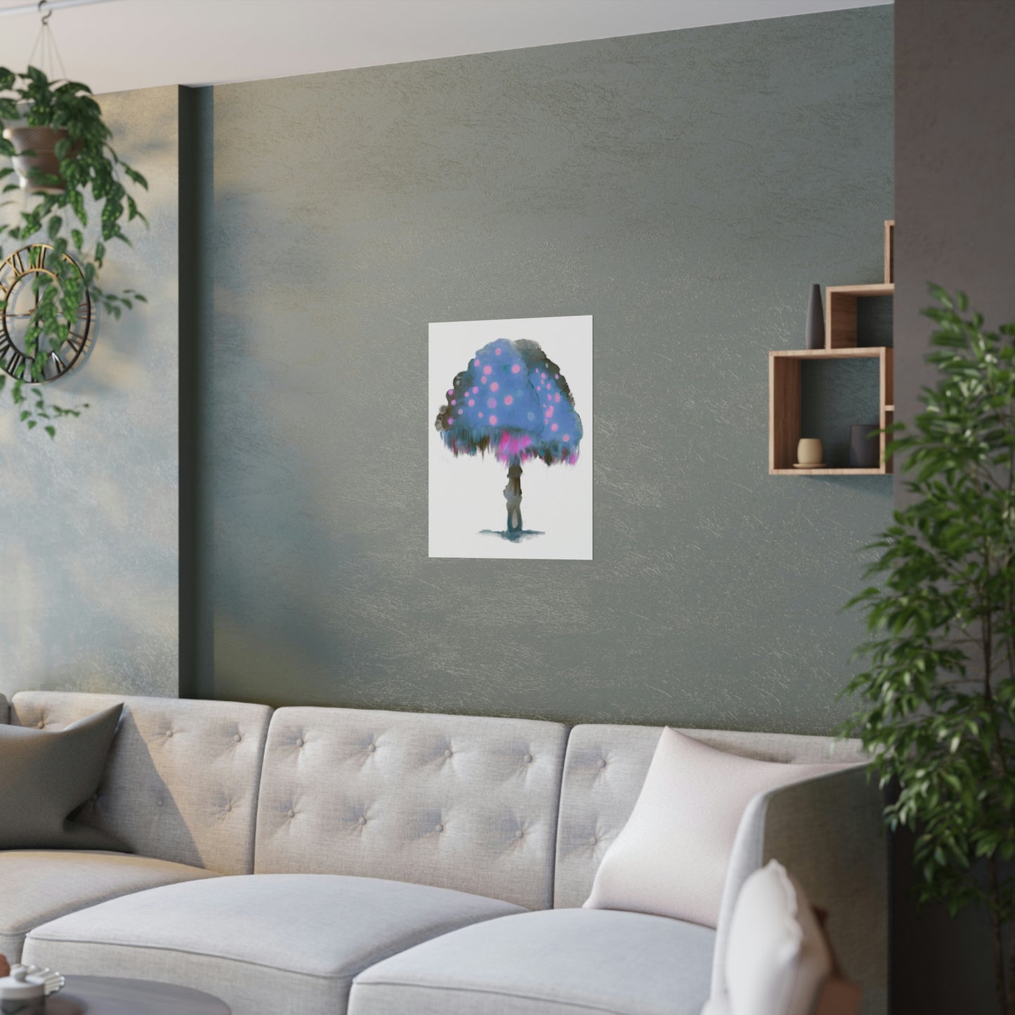 Blue Ghost Fungi Satin Posters