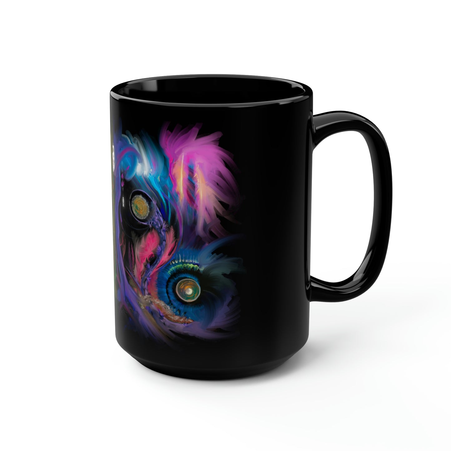 Deep In the Forest of Illusions Black Mug, 15oz