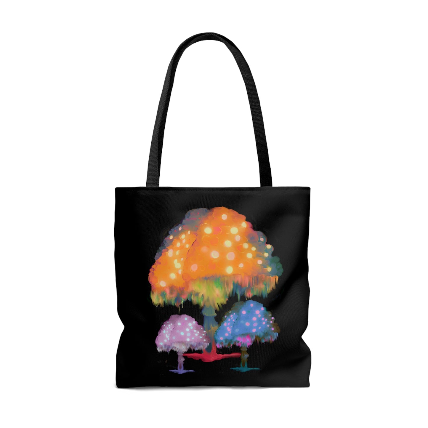 Ghost Fungi Mushroom Tote Bag in Black