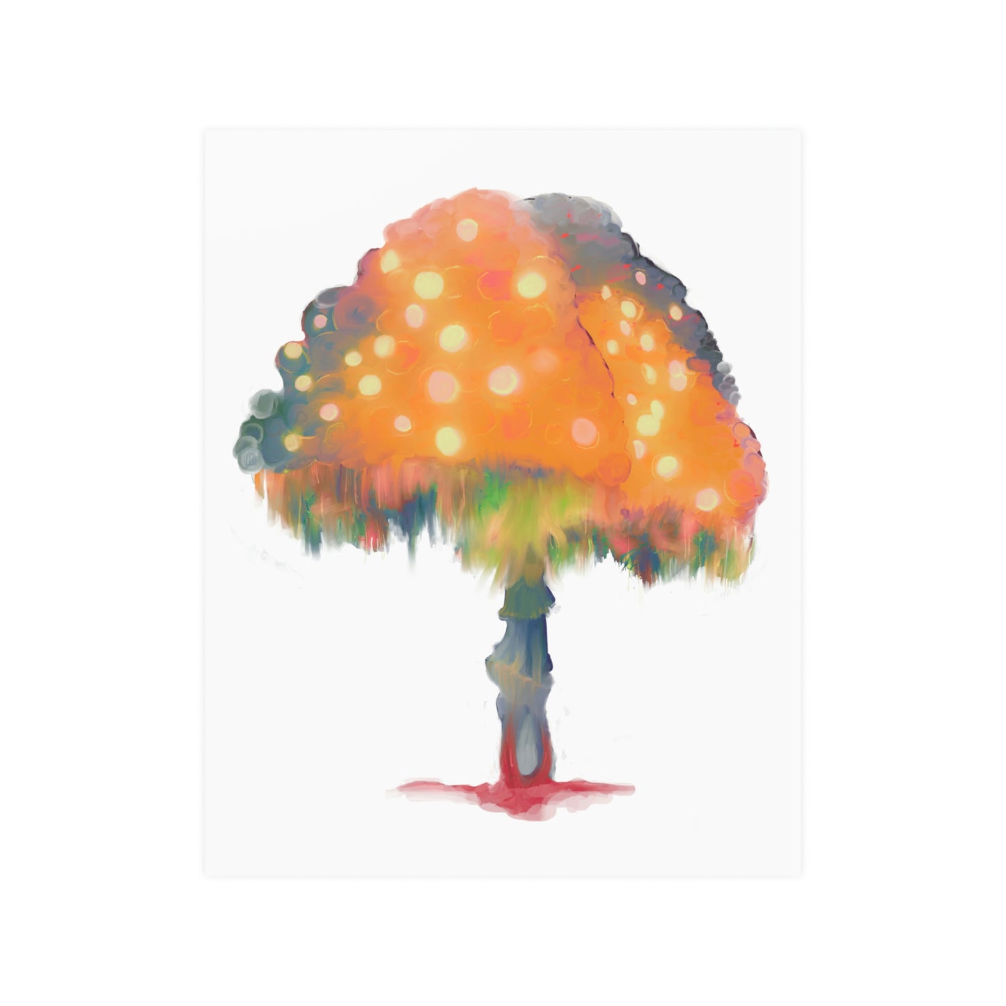 Orange Ghost Fungi Mushroom Satin Posters