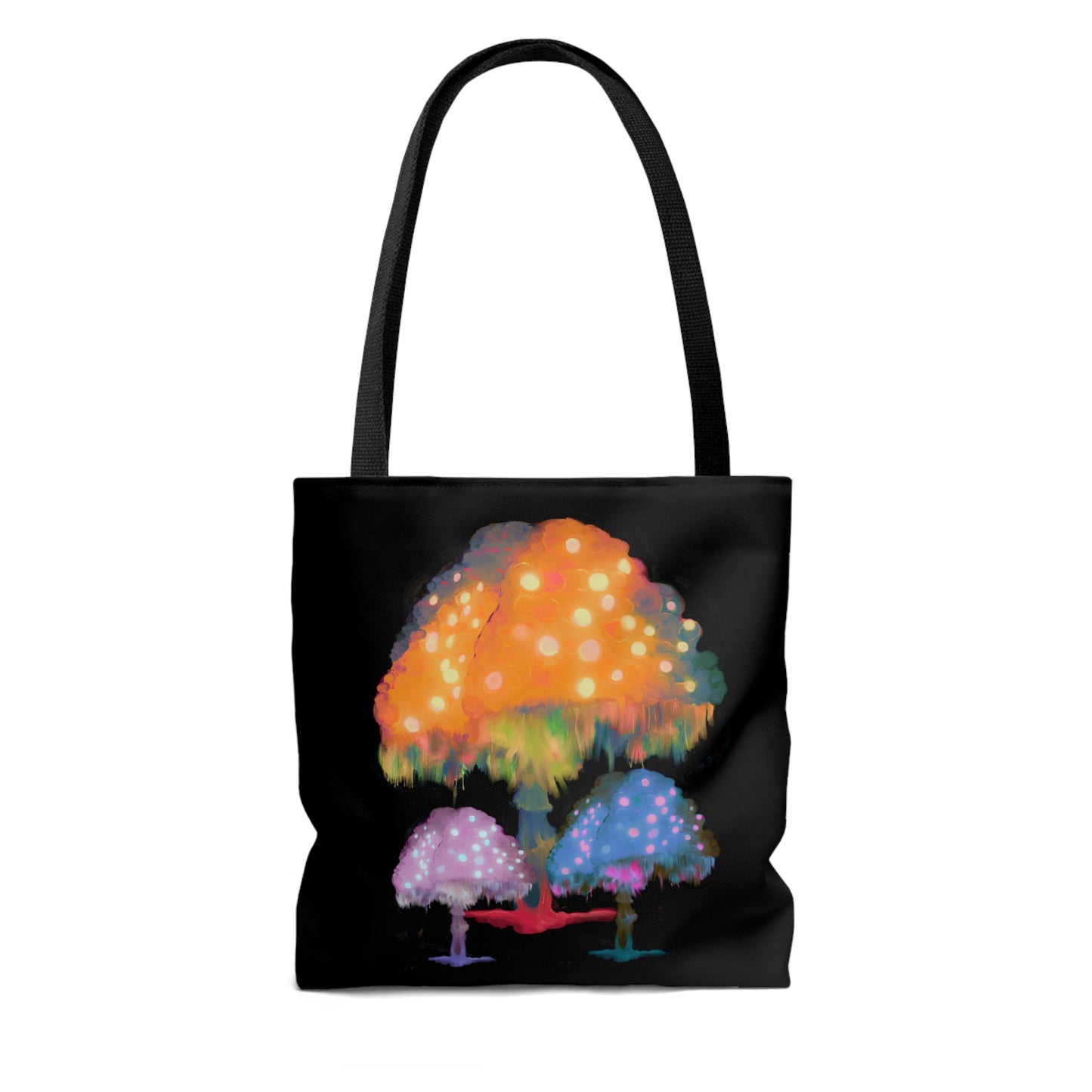 Ghost Fungi Mushroom Tote Bag in Black
