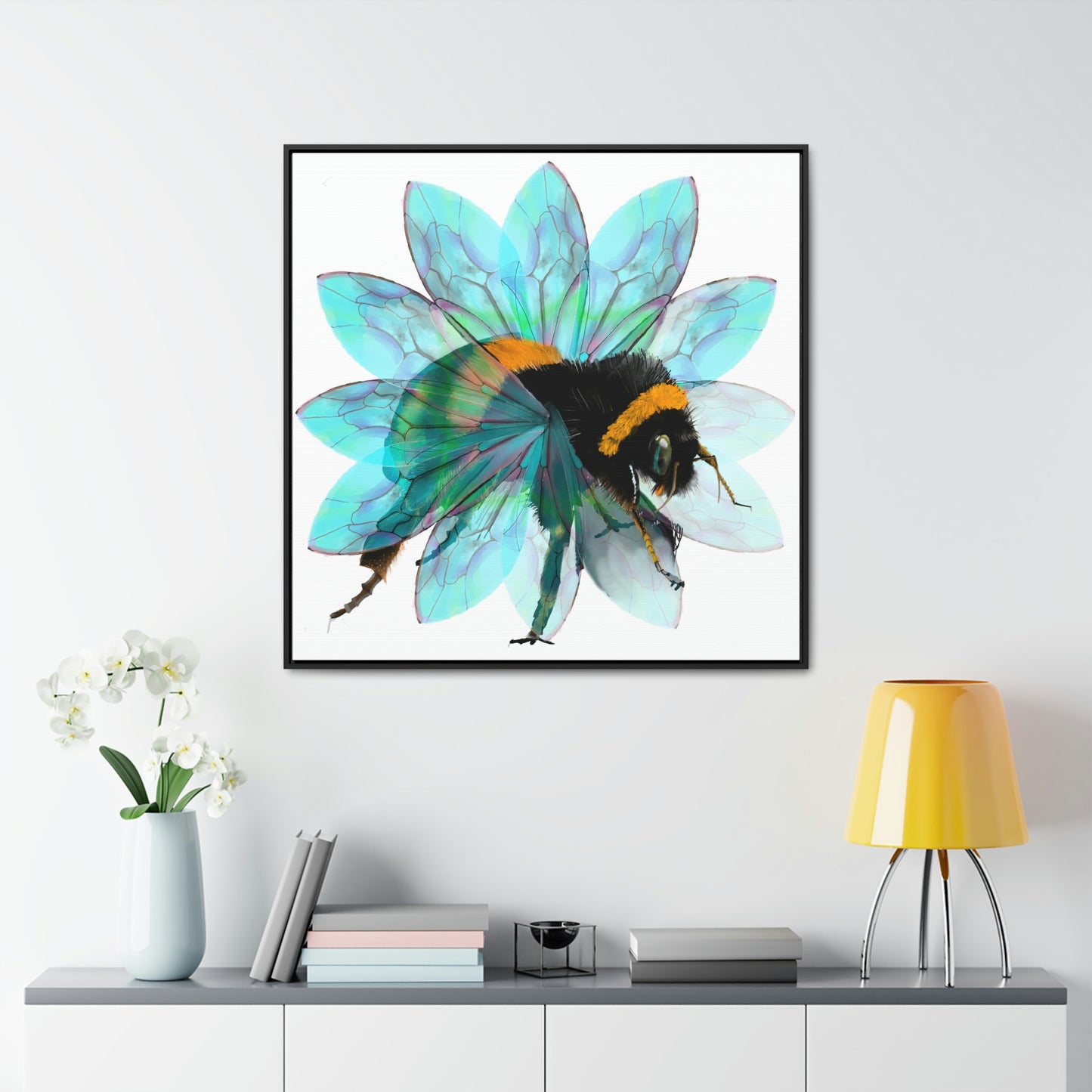 Bee in the Flower Gallery Canvas Wraps, Square Frame