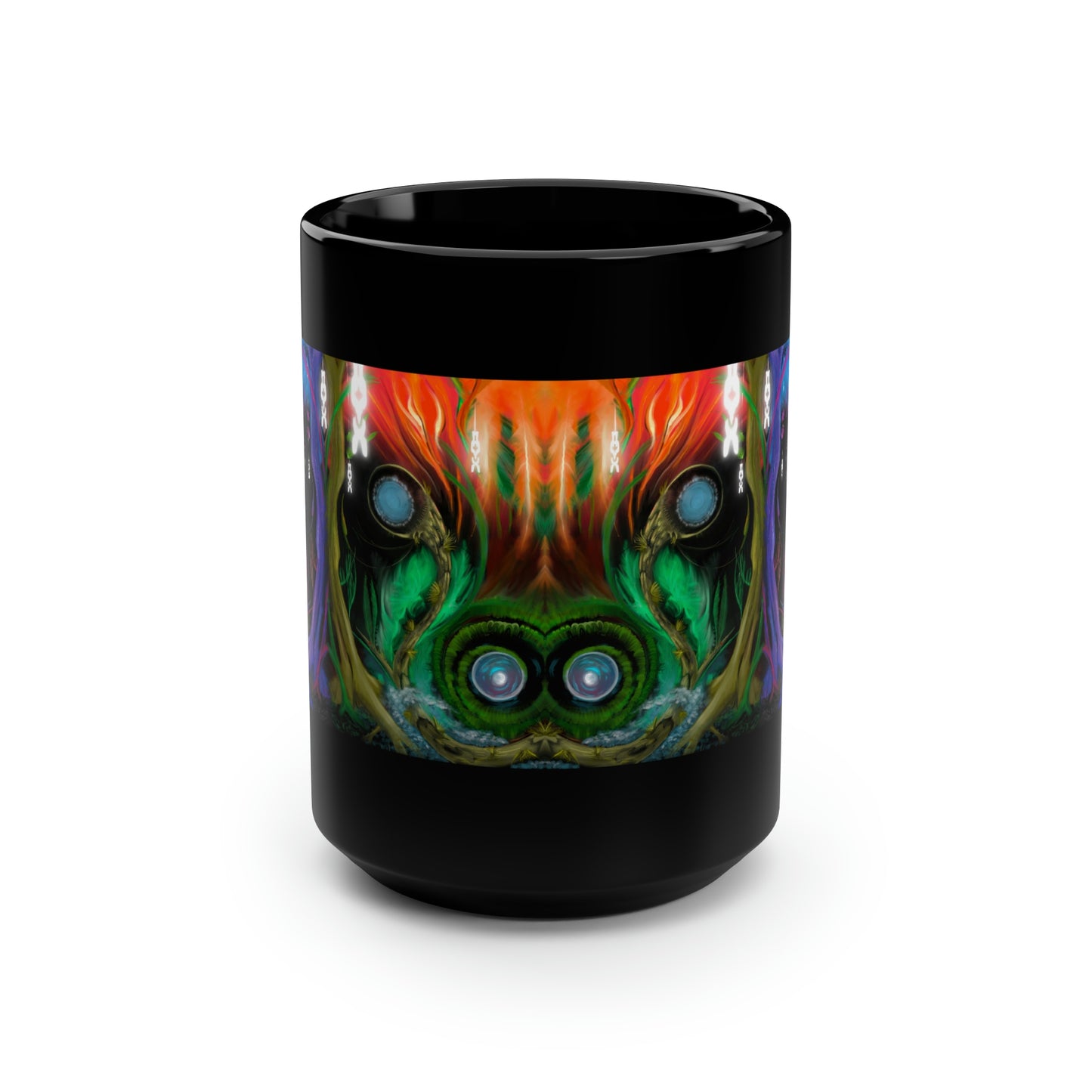 Deep In The Forest of Illusions Black Mug, 15oz