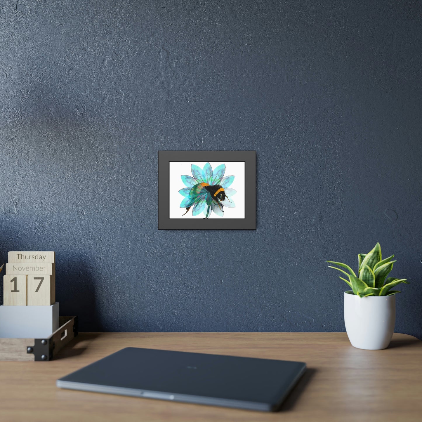 Bee in the Flower Framed Paper Poster