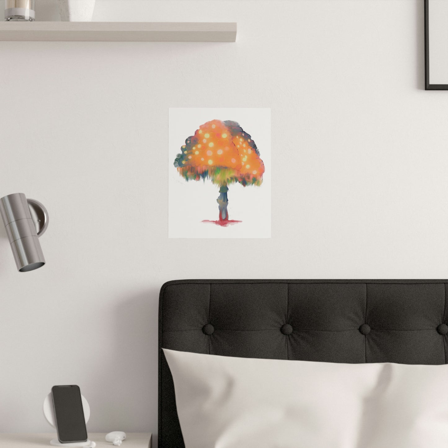Orange Ghost Fungi Mushroom Satin Posters