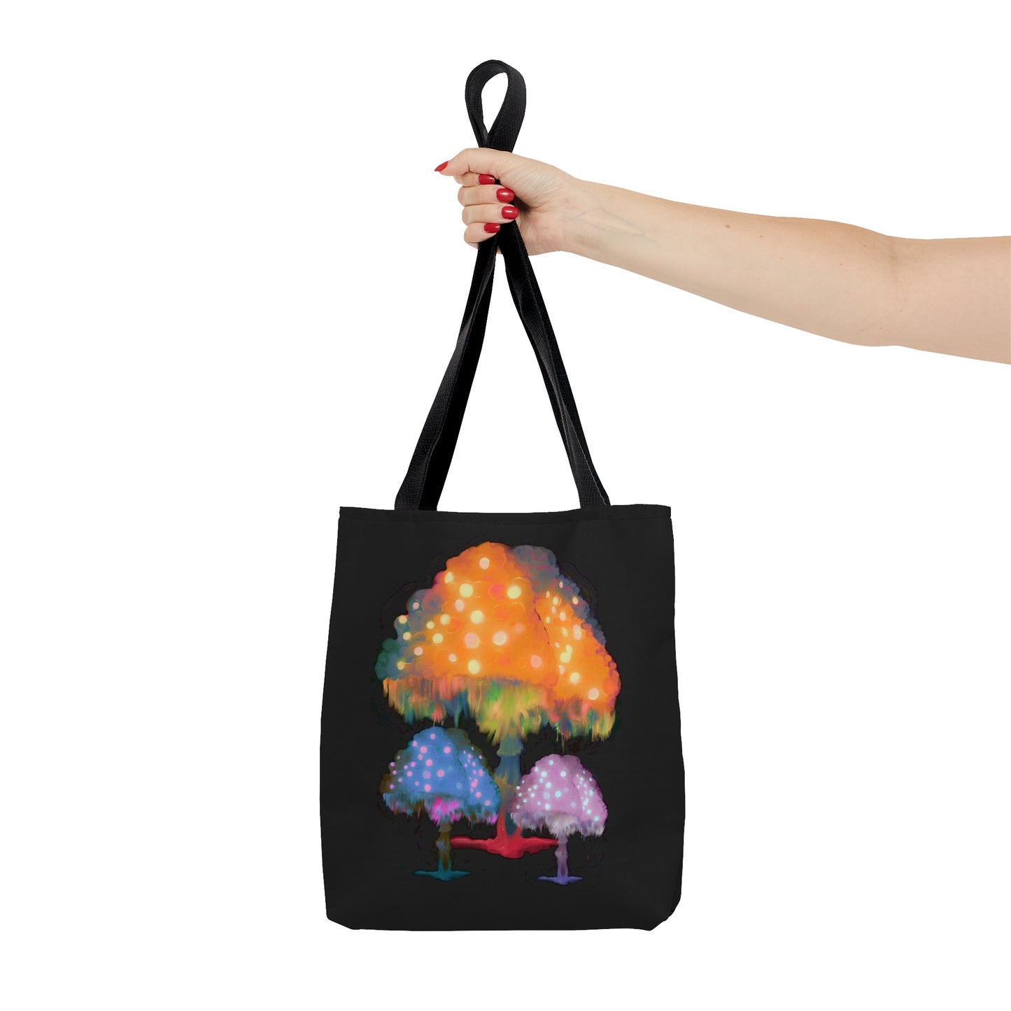 Ghost Fungi Mushroom Tote Bag in Black