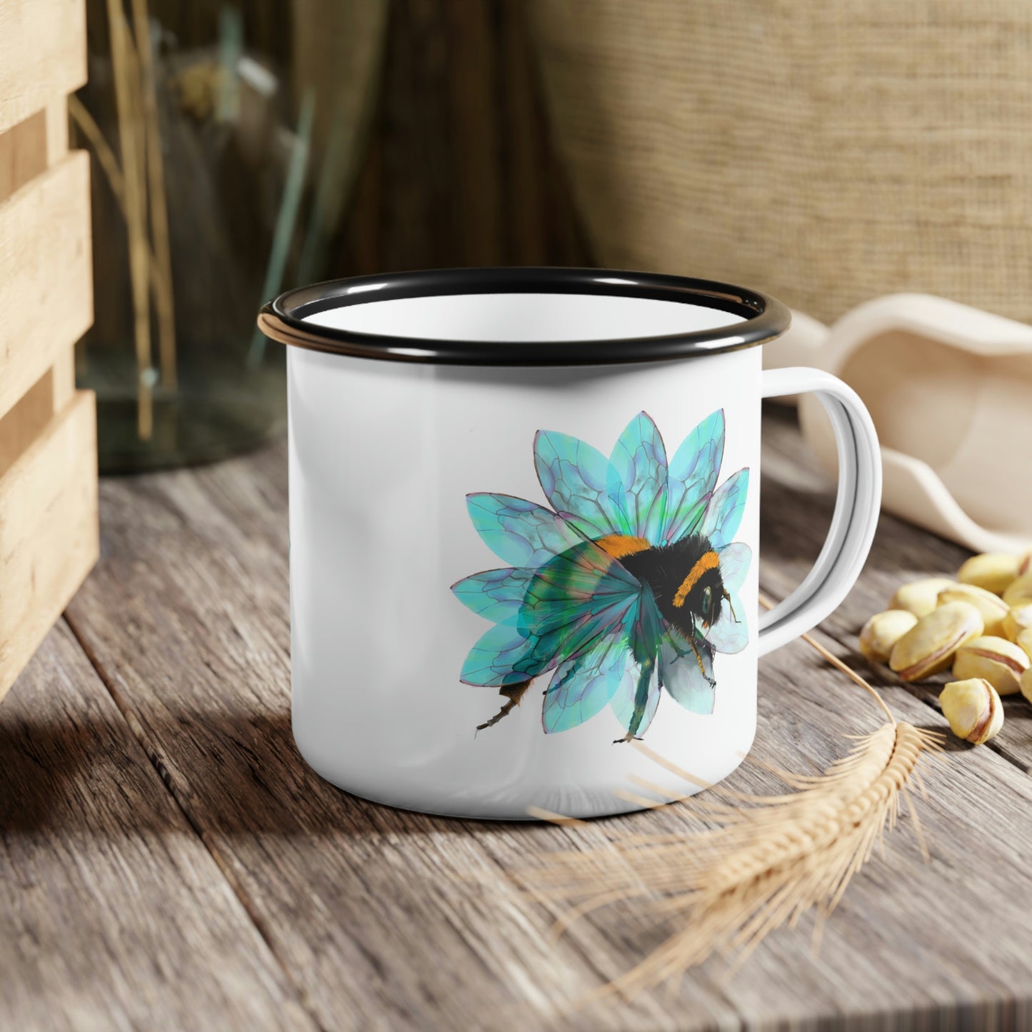 Bee in the Flower Enamel Camp Cup