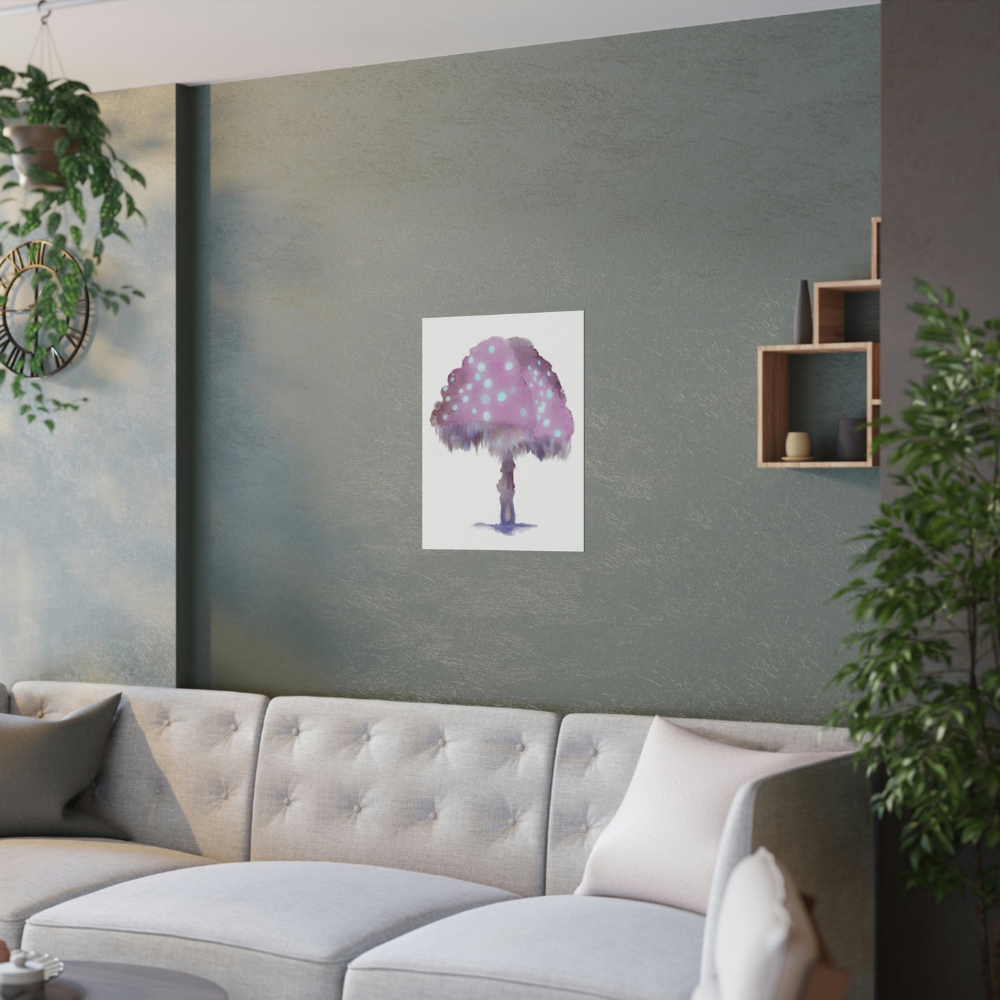 Purple Ghost Fungi Satin Posters