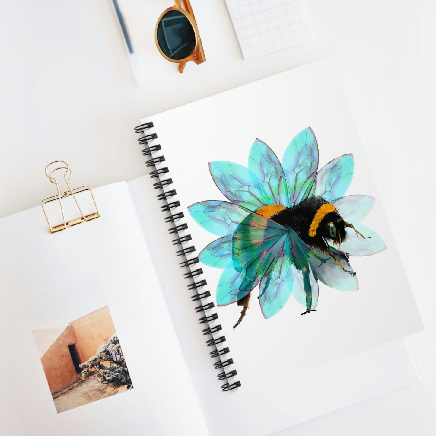 Bee in the Flower Spiral Notebook - Ruled Line