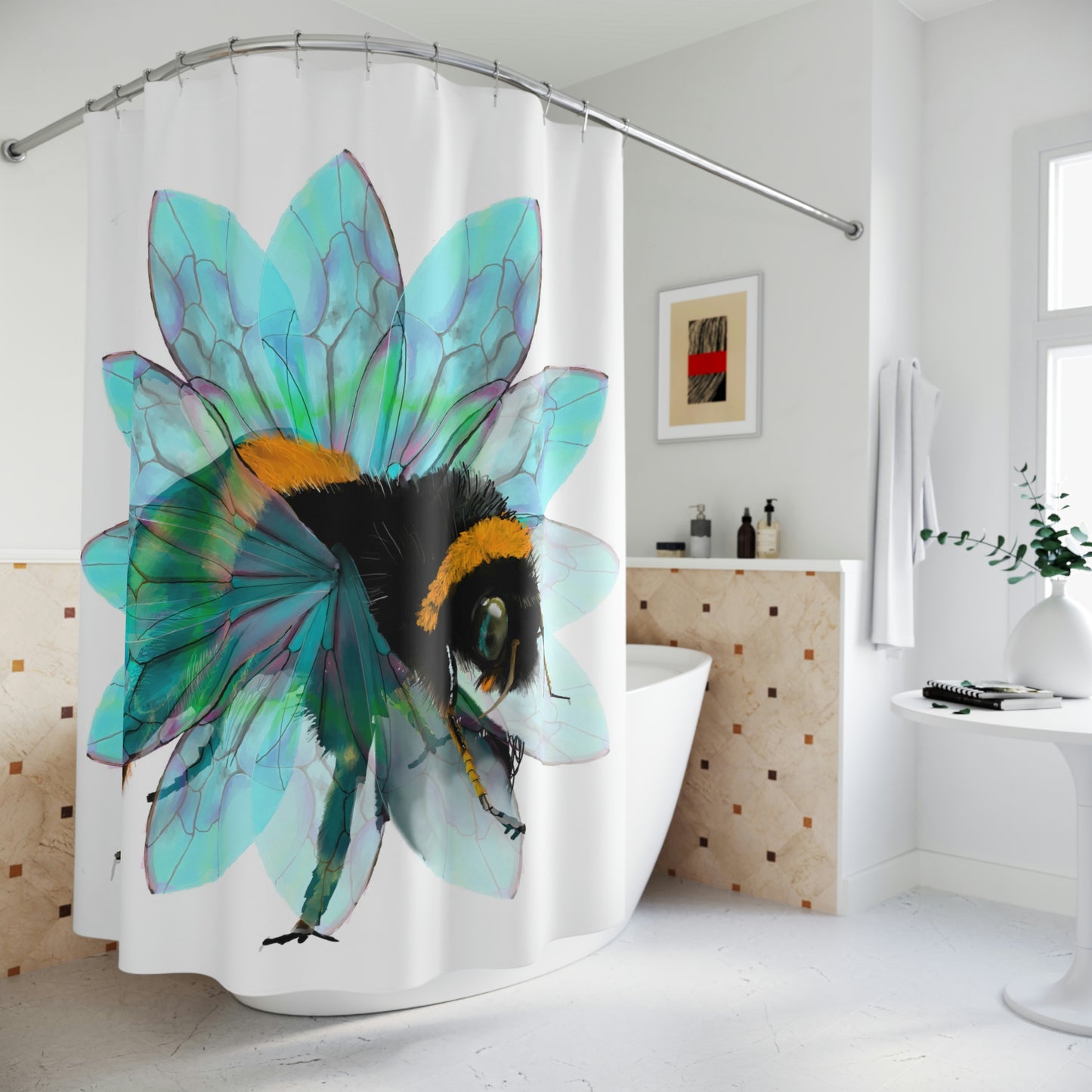 Bee in the Flower Polyester Shower Curtain