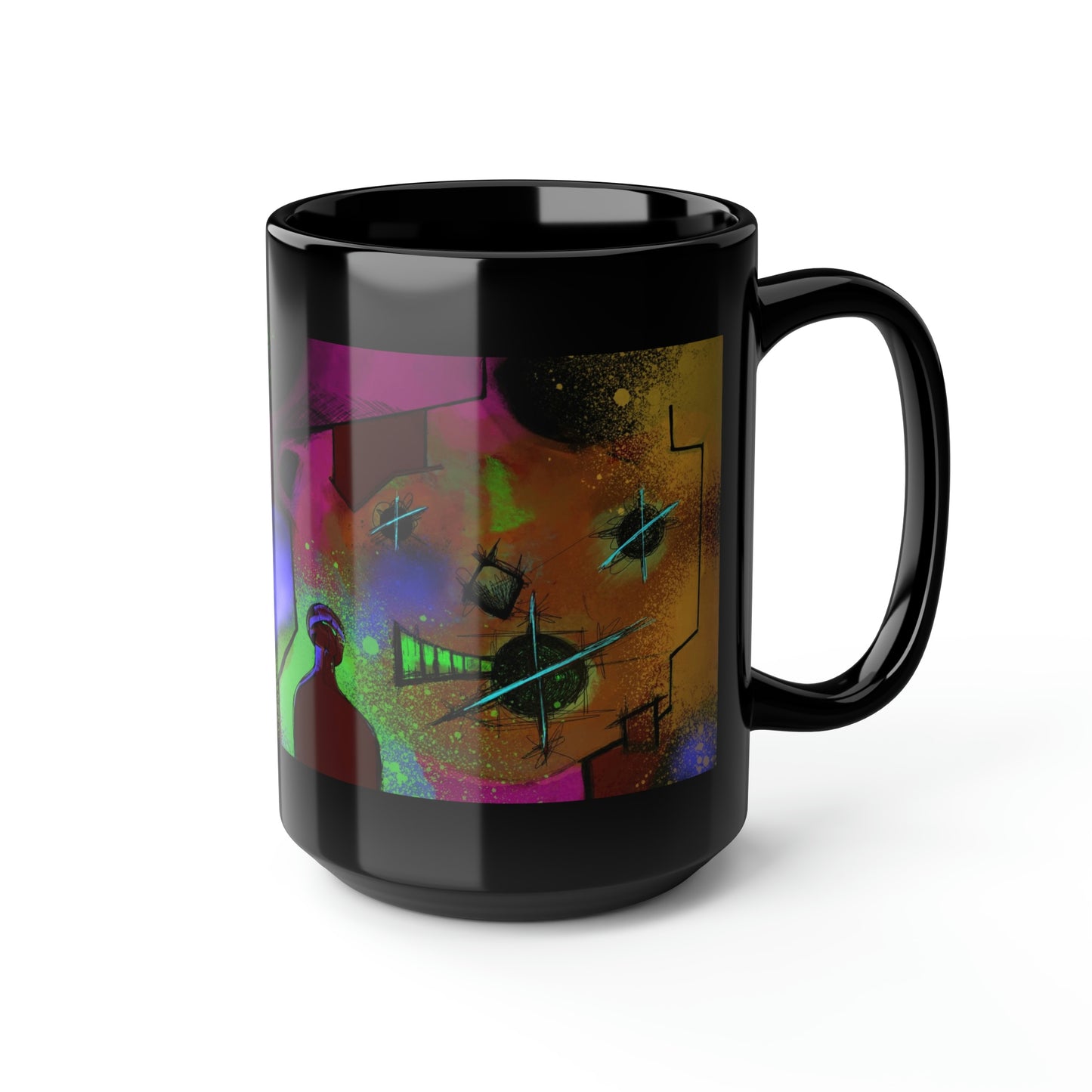 Bear Vista Black Mug, 15oz