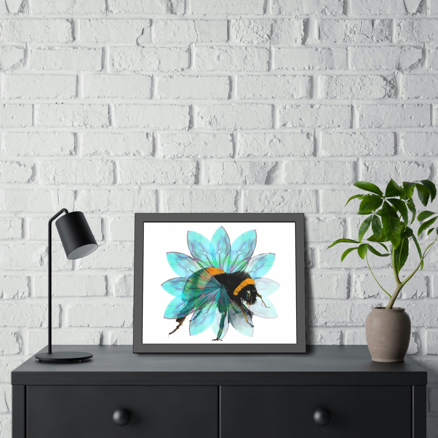 Bee in the Flower Framed Paper Poster