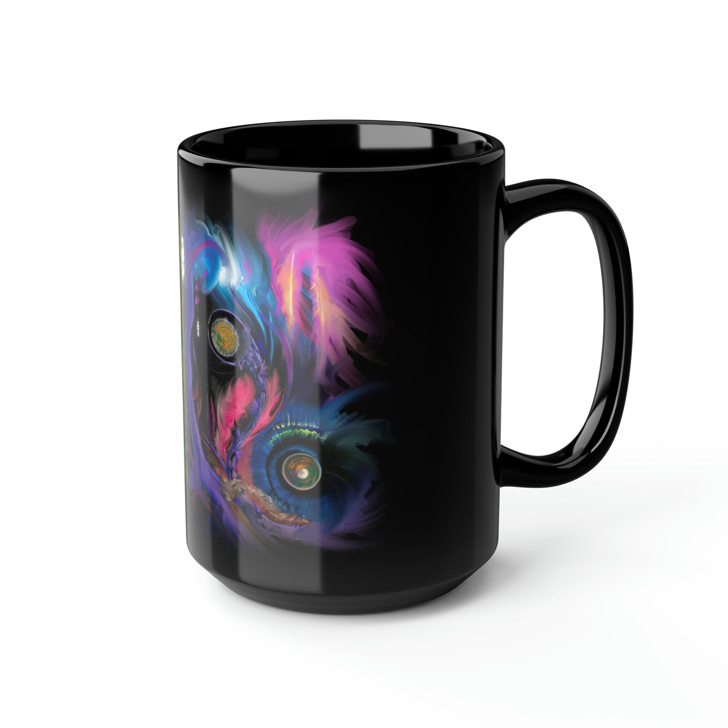 Deep In the Forest of Illusions Black Mug, 15oz
