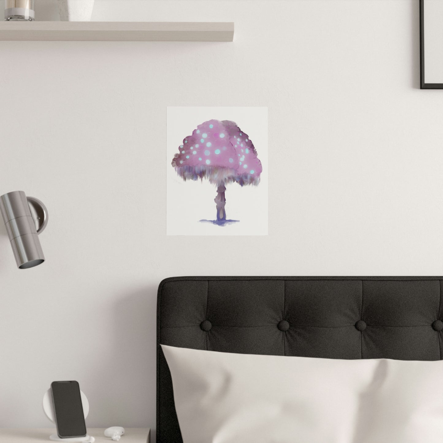 Purple Ghost Fungi Satin Posters