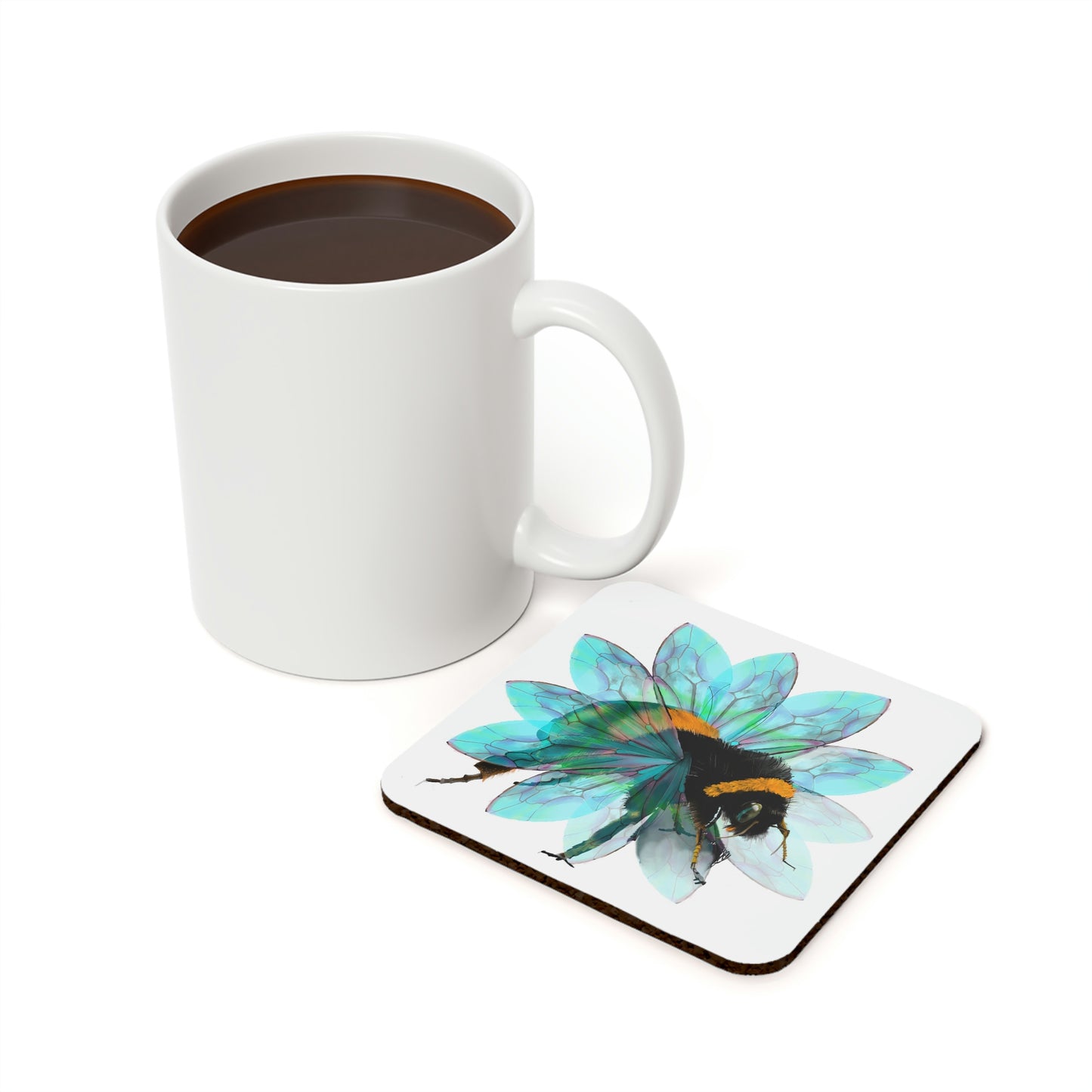 Bee in the Flower Cork Back Coaster