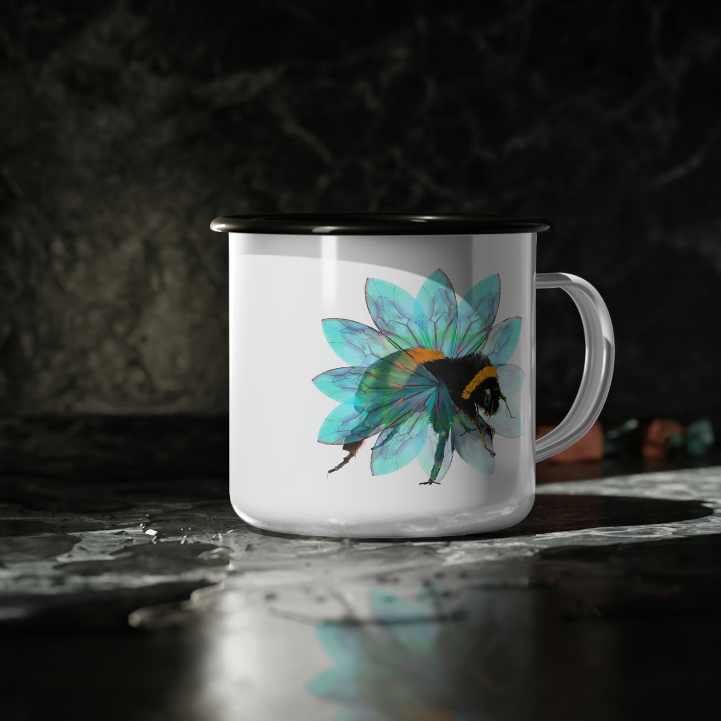 Bee in the Flower Enamel Camp Cup