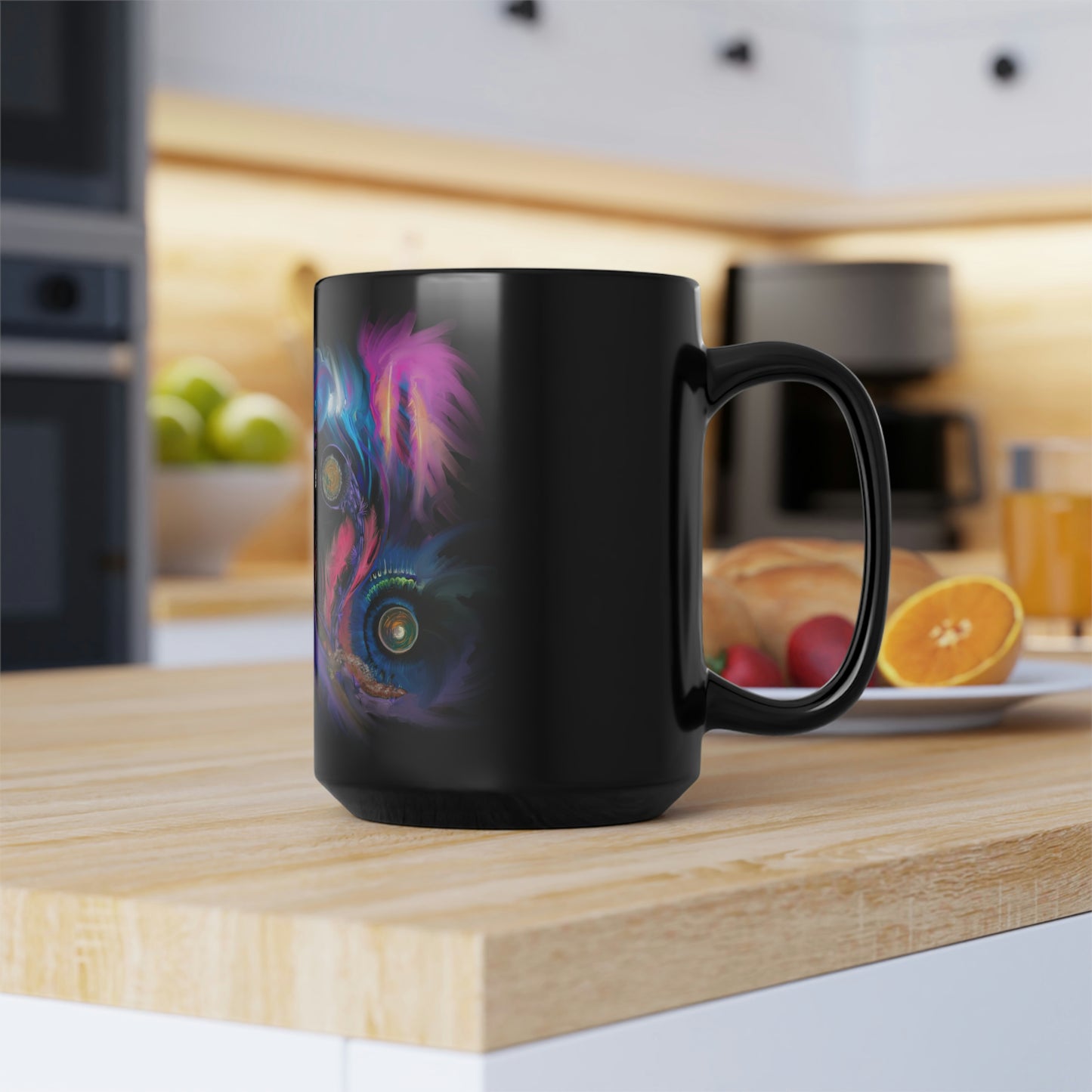 Deep In the Forest of Illusions Black Mug, 15oz