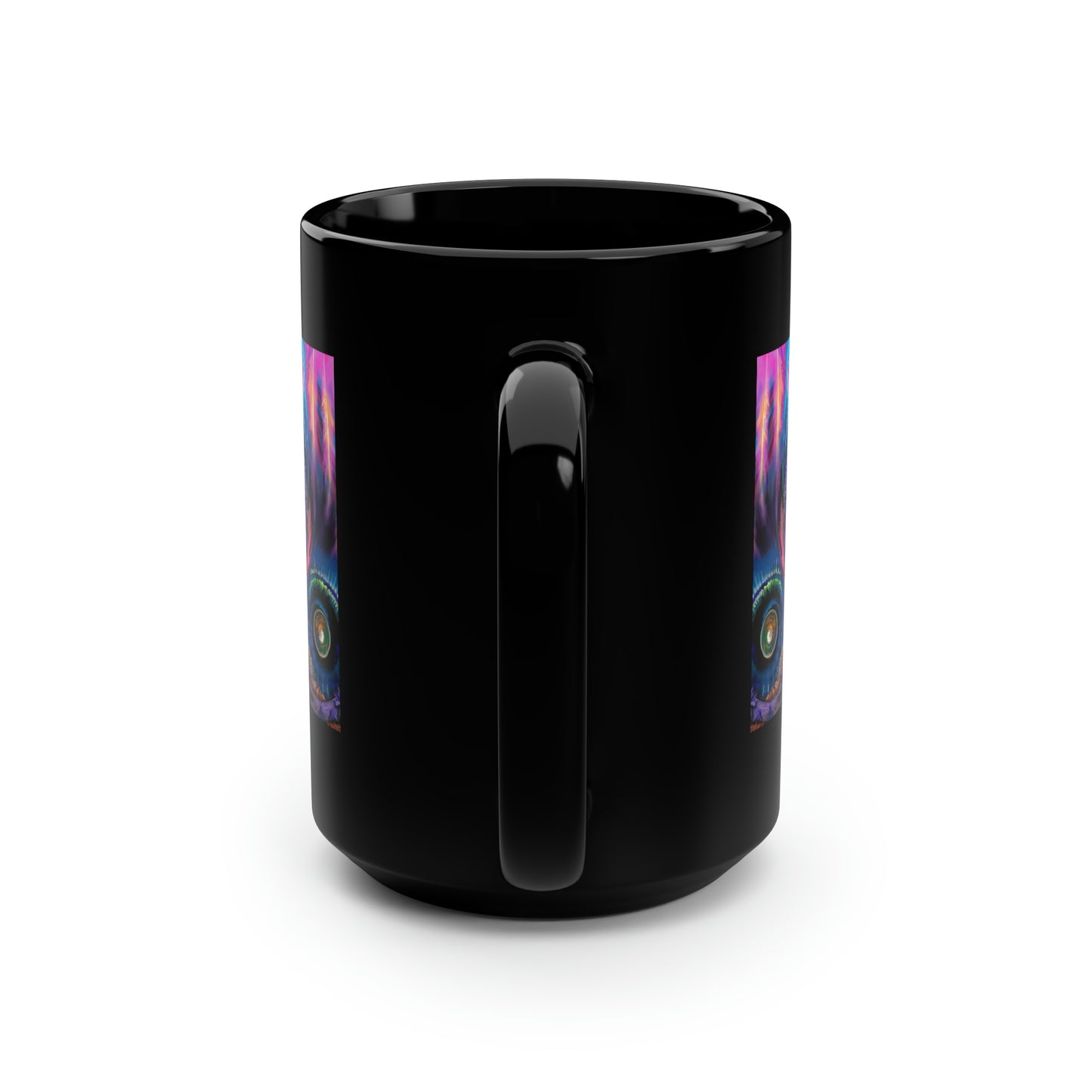 Deep In The Forest of Illusions Black Mug, 15oz