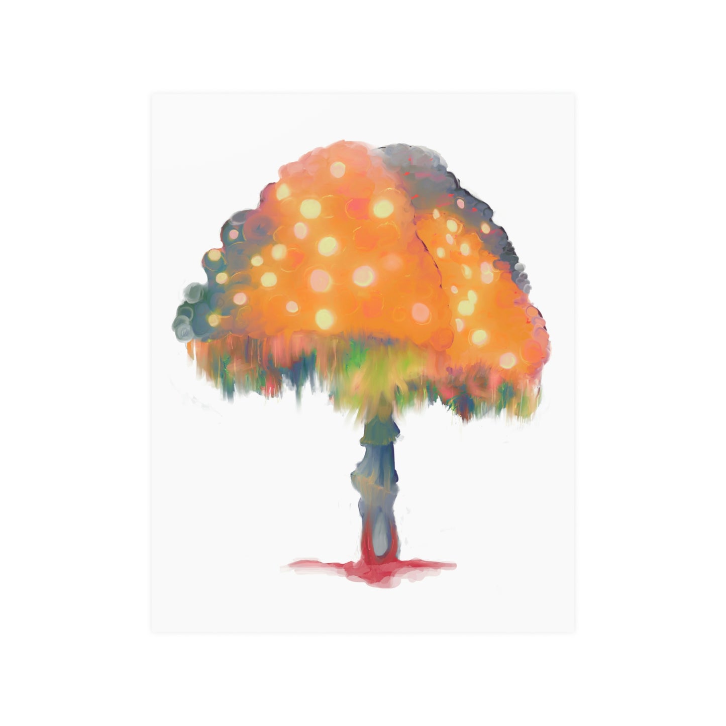 Orange Ghost Fungi Mushroom Satin Posters