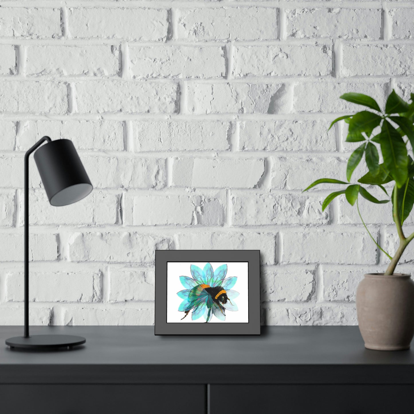 Bee in the Flower Framed Paper Poster