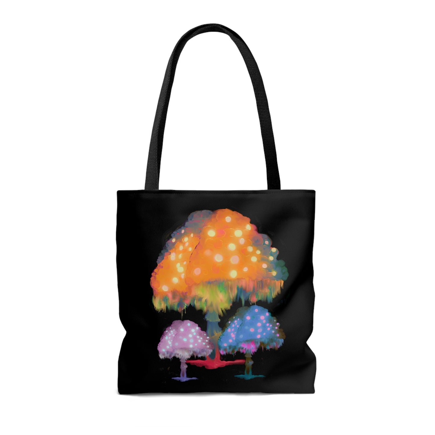 Ghost Fungi Mushroom Tote Bag in Black