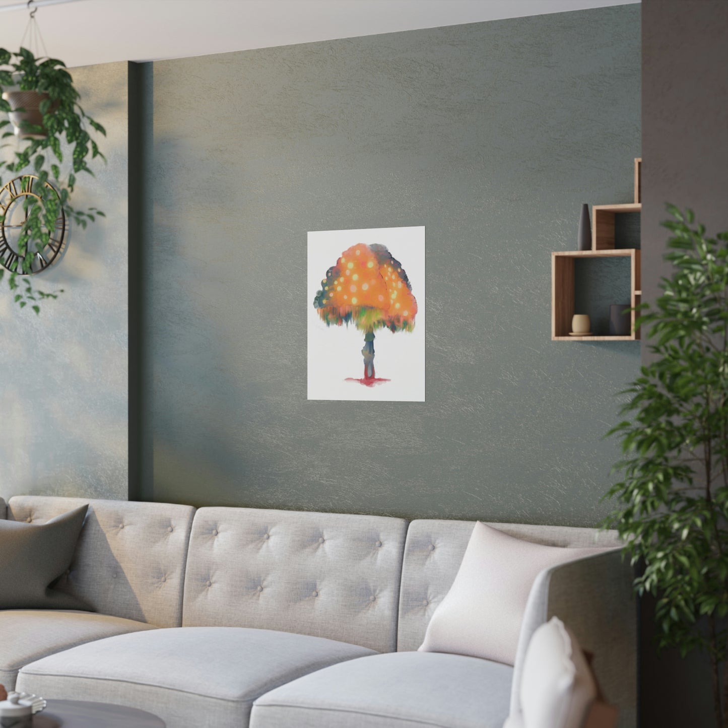 Orange Ghost Fungi Mushroom Satin Posters