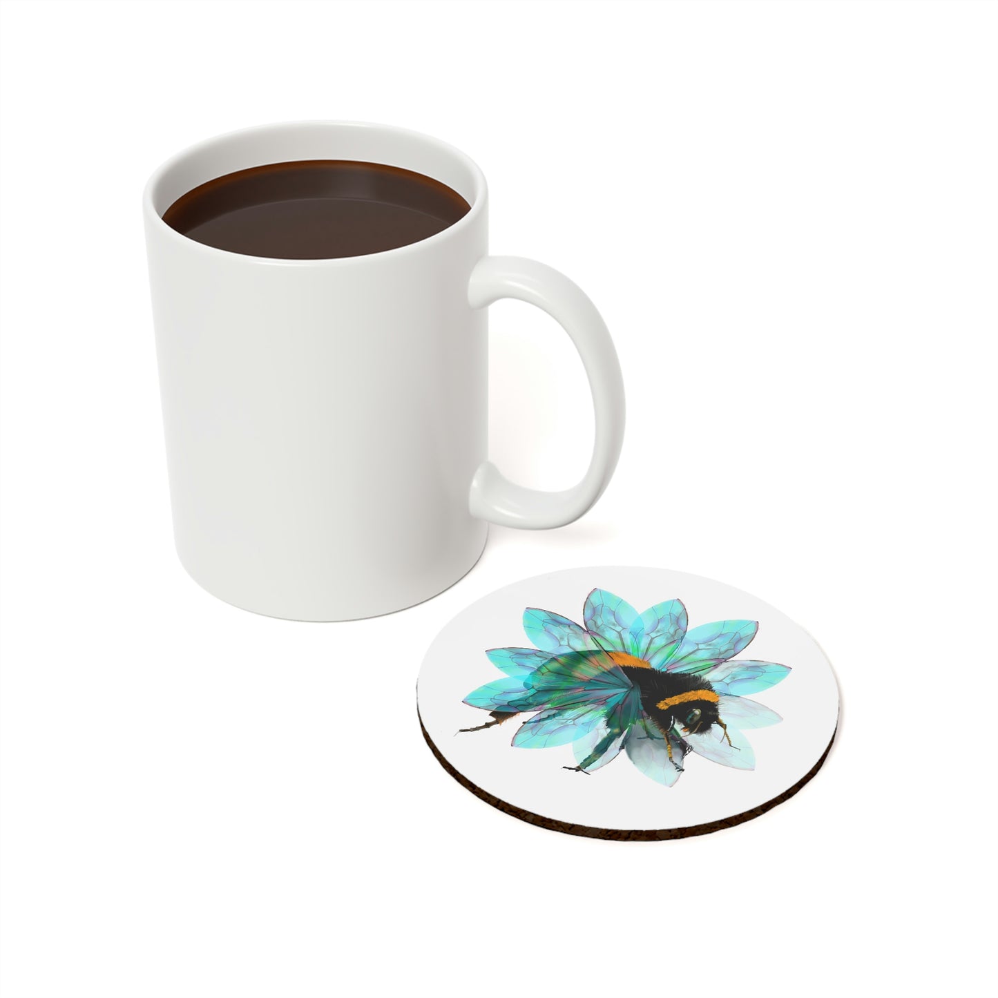 Bee in the Flower Cork Back Coaster